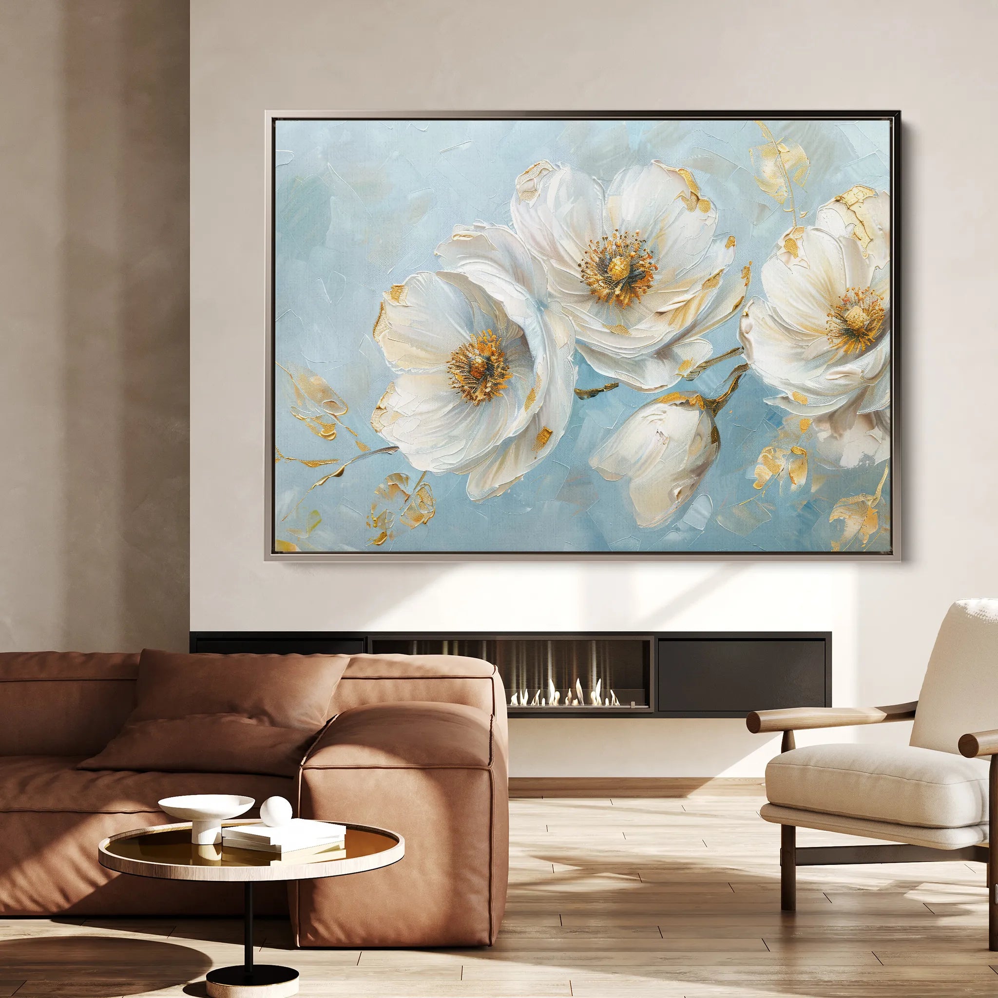 Floral 487 Canvas Art 60 x 40 cm / Black