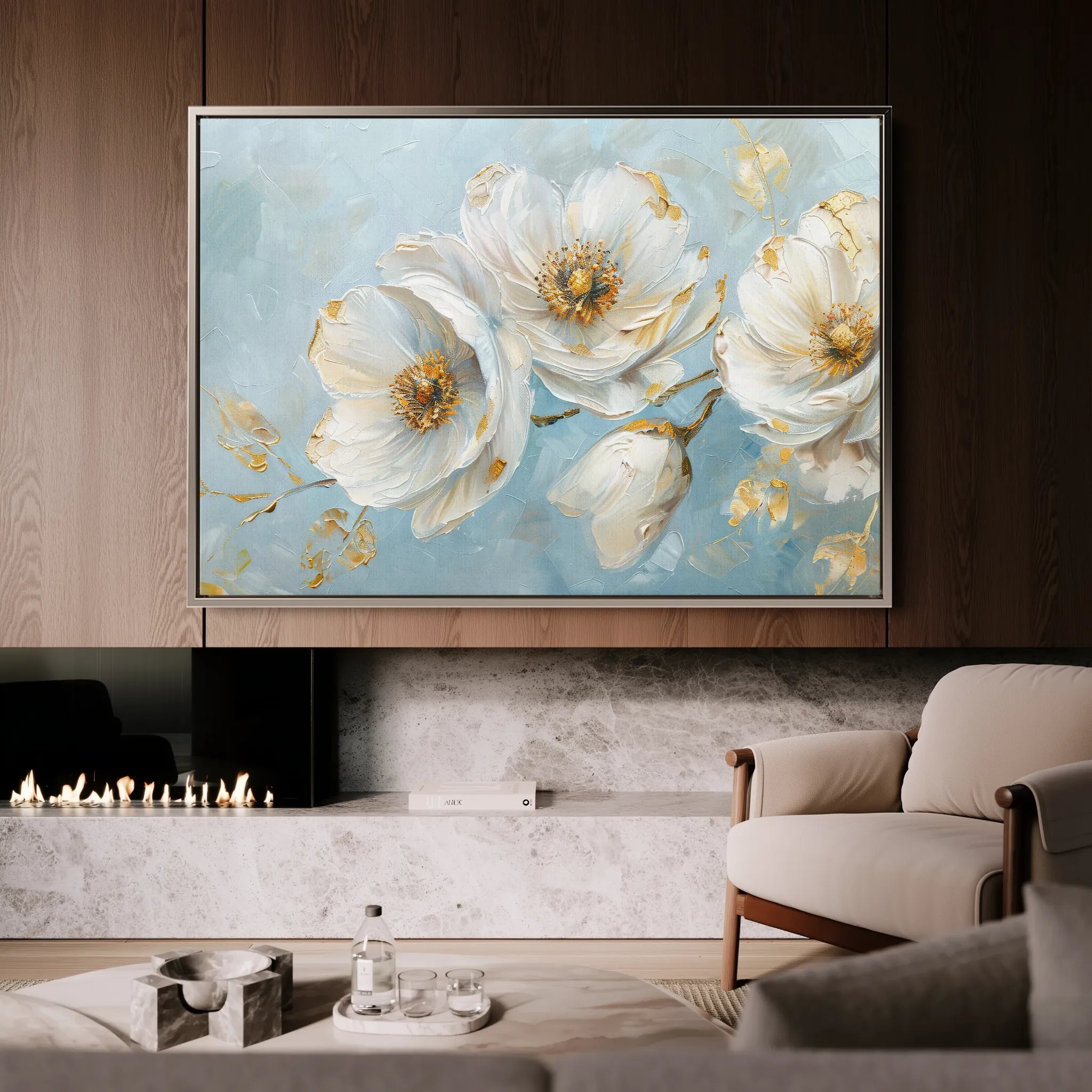 Floral 487 Canvas Art 60 x 40 cm / Black