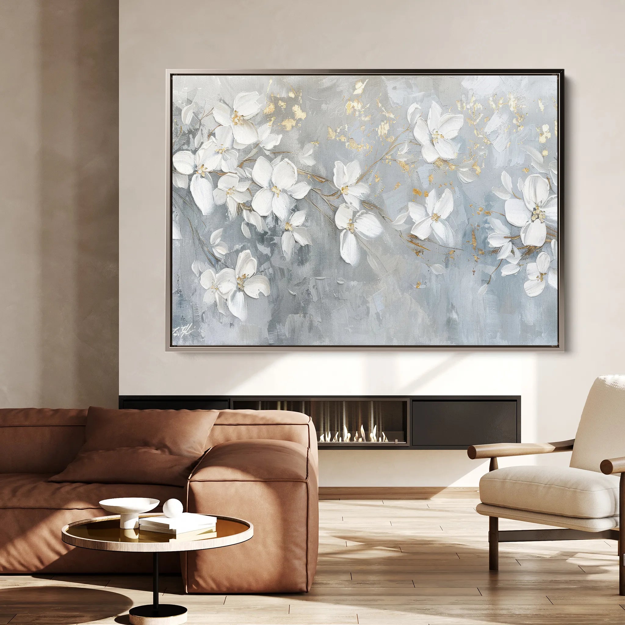 Floral 490 Canvas Art 60 x 40 cm / Black