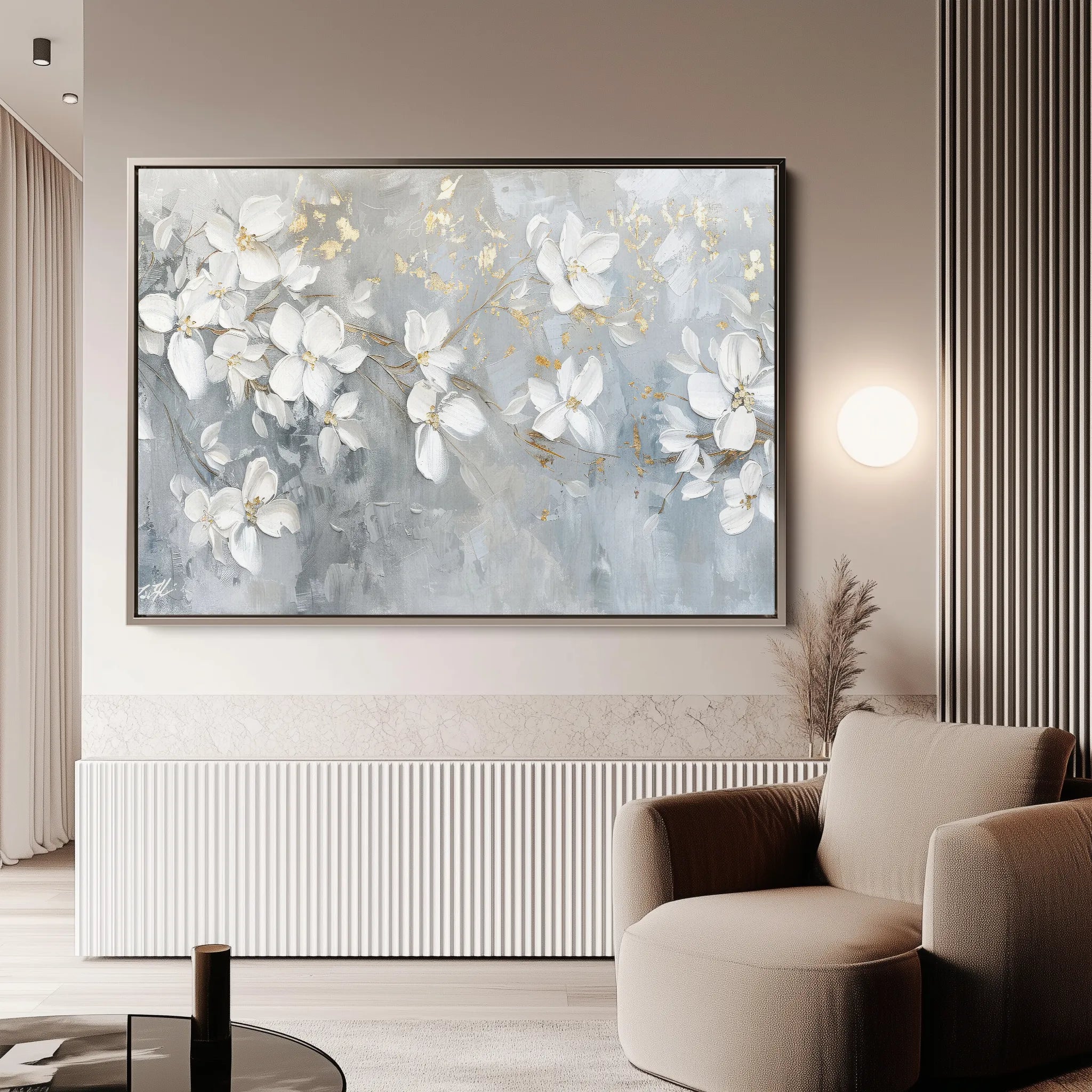 Floral 490 Canvas Art 60 x 40 cm / Black