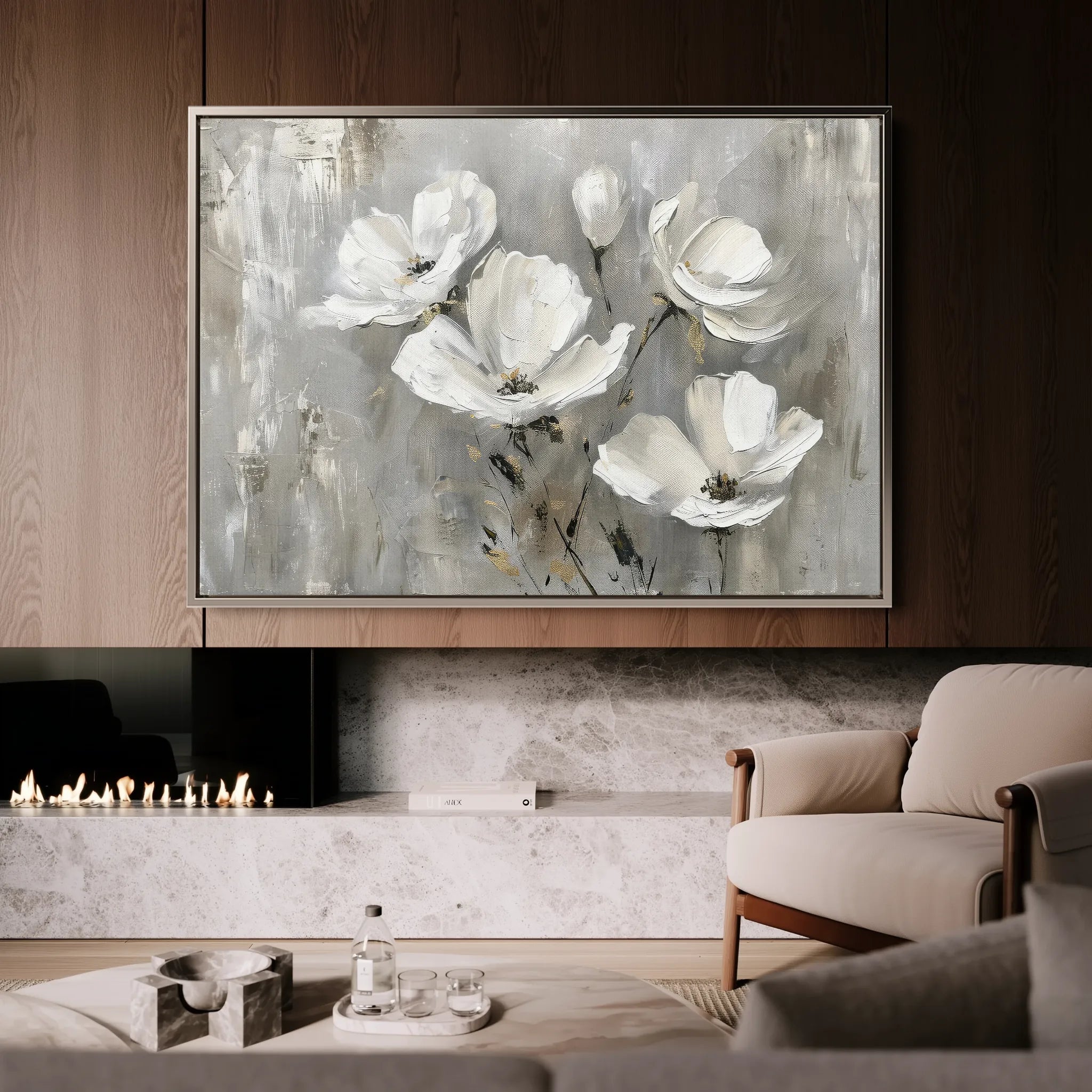 Floral 492 Canvas Art 60 x 40 cm / Black