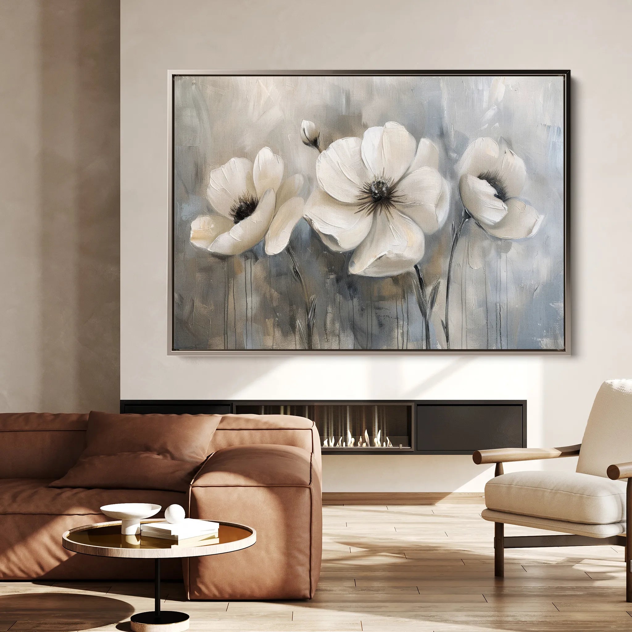 Floral 493 Canvas Art 60 x 40 cm / Black