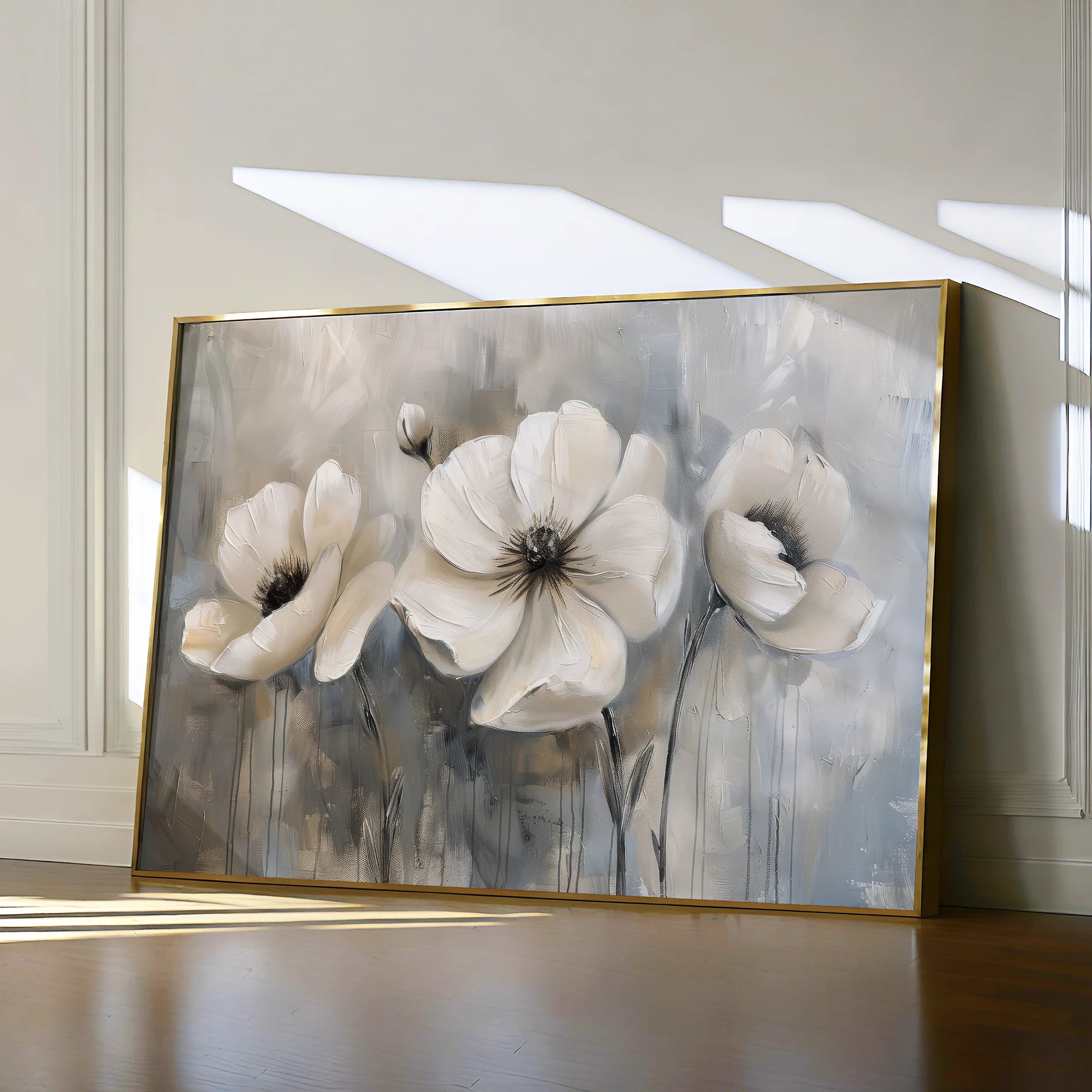 Floral 493 Canvas Art 60 x 40 cm / Black