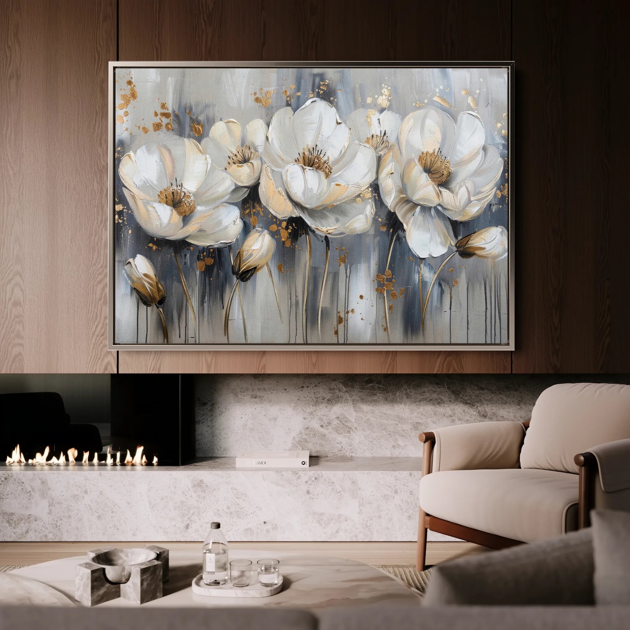 Floral 495 Canvas Art 60 x 40 cm / Black