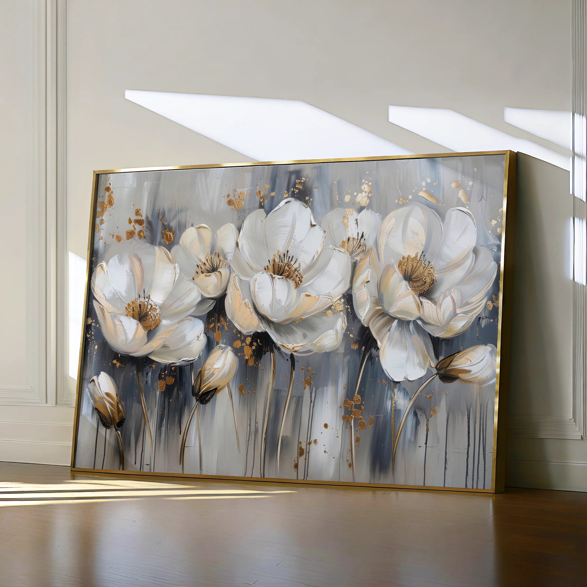 Floral 495 Canvas Art 60 x 40 cm / Black