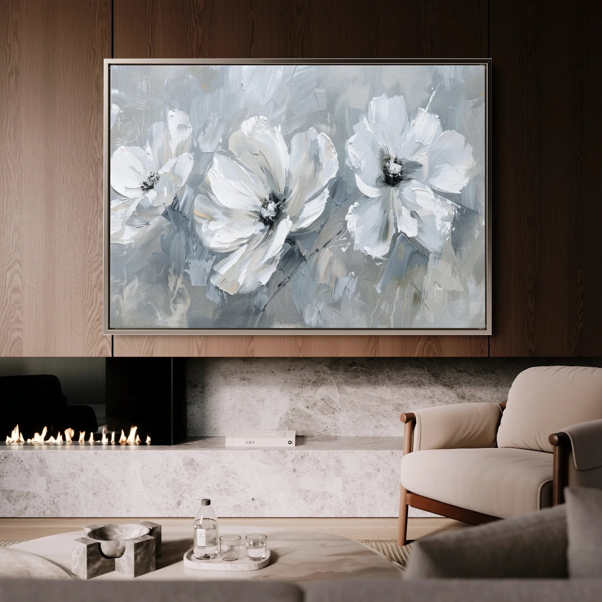 Floral 496 Canvas Art 60 x 40 cm / Black
