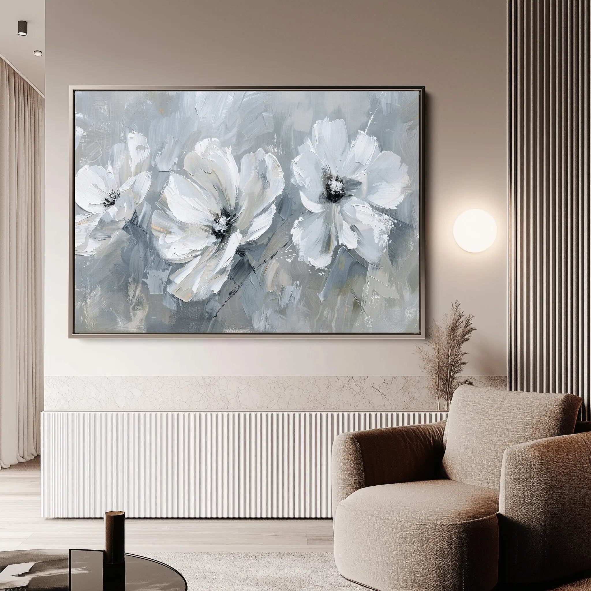 Floral 496 Canvas Art 60 x 40 cm / Black