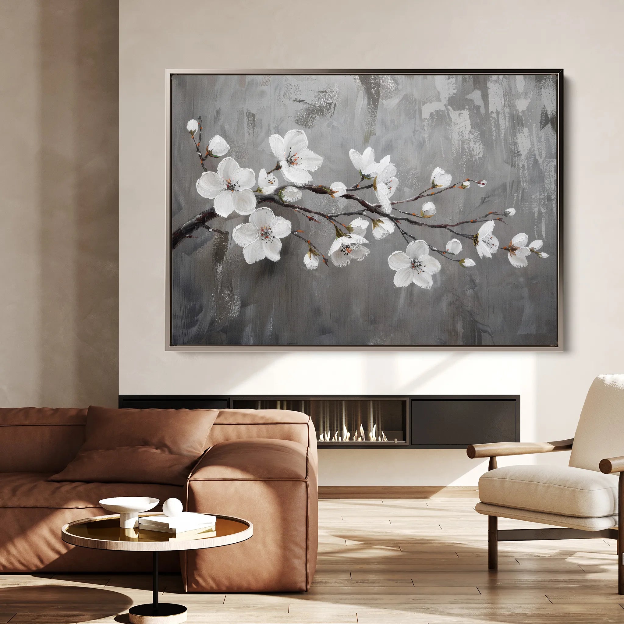 Floral 497 Canvas Art 60 x 40 cm / Black