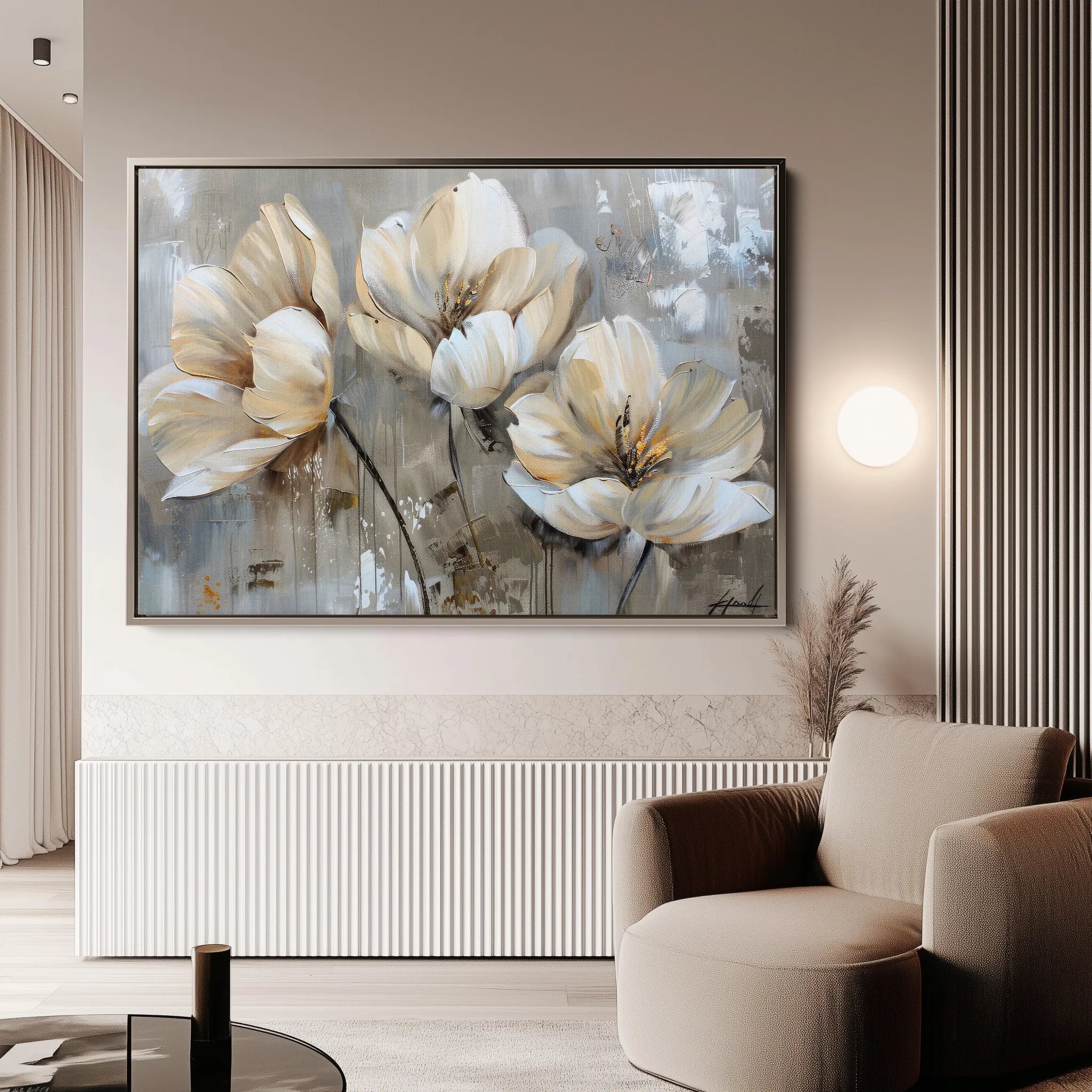Floral 498 Canvas Art 60 x 40 cm / Black