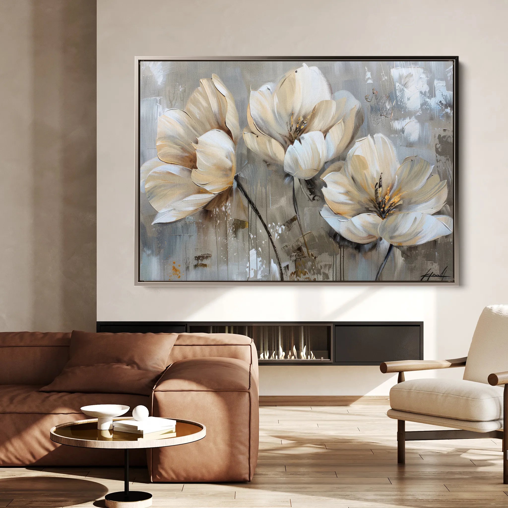 Floral 498 Canvas Art 60 x 40 cm / Black