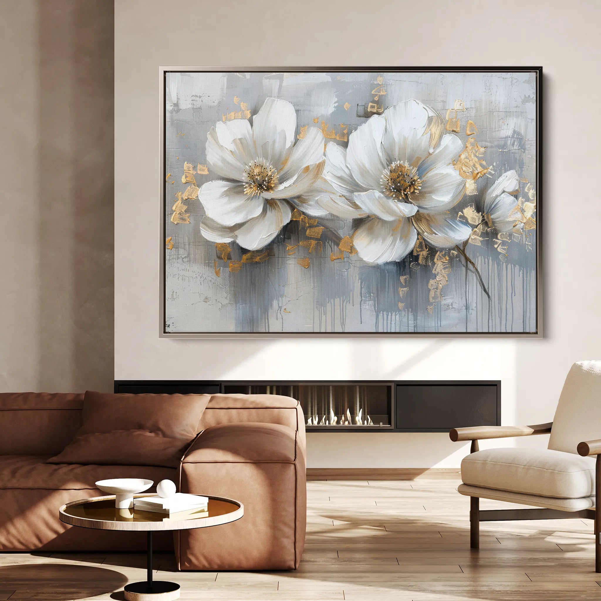 Floral 499 Canvas Art 60 x 40 cm / Black