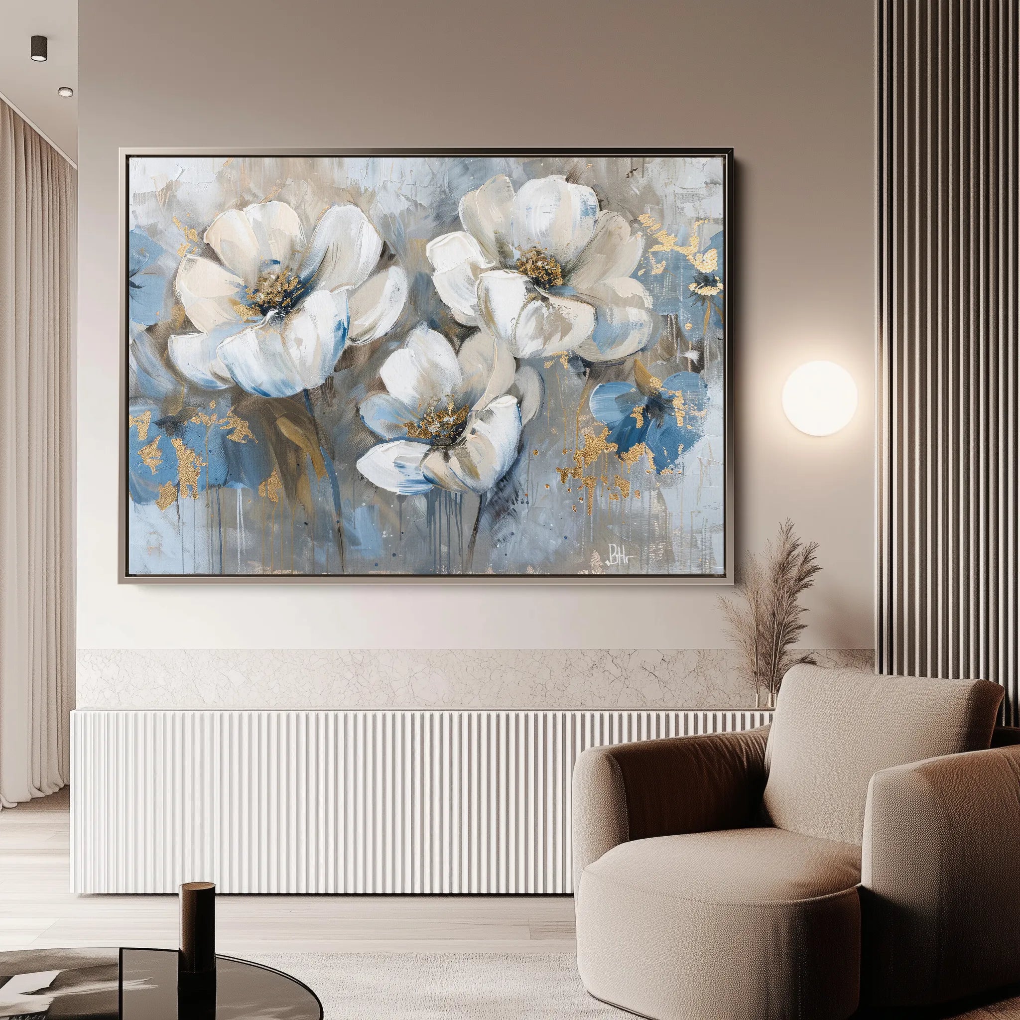 Floral 505 Canvas Art 60 x 40 cm / Black