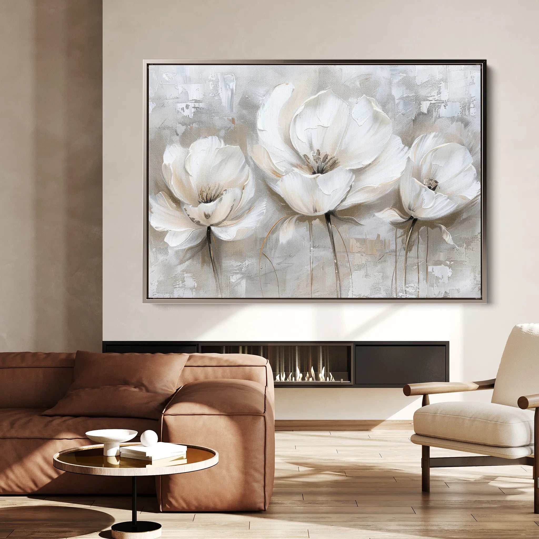 Floral 506 Canvas Art 60 x 40 cm / Black
