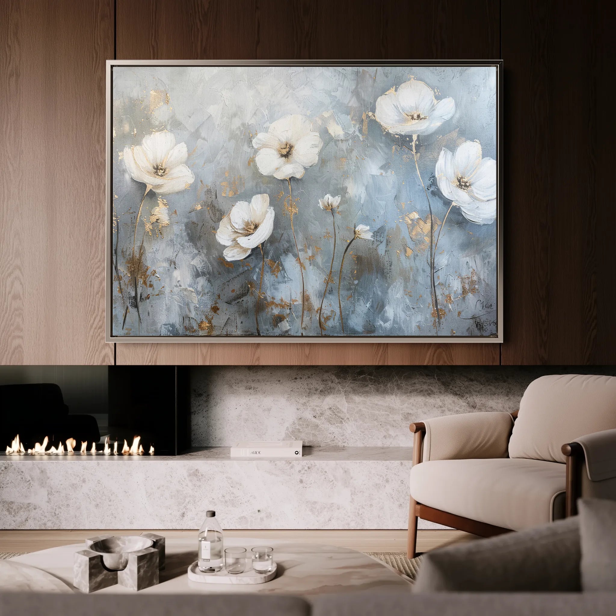 Floral 509 Canvas Art 60 x 40 cm / Black