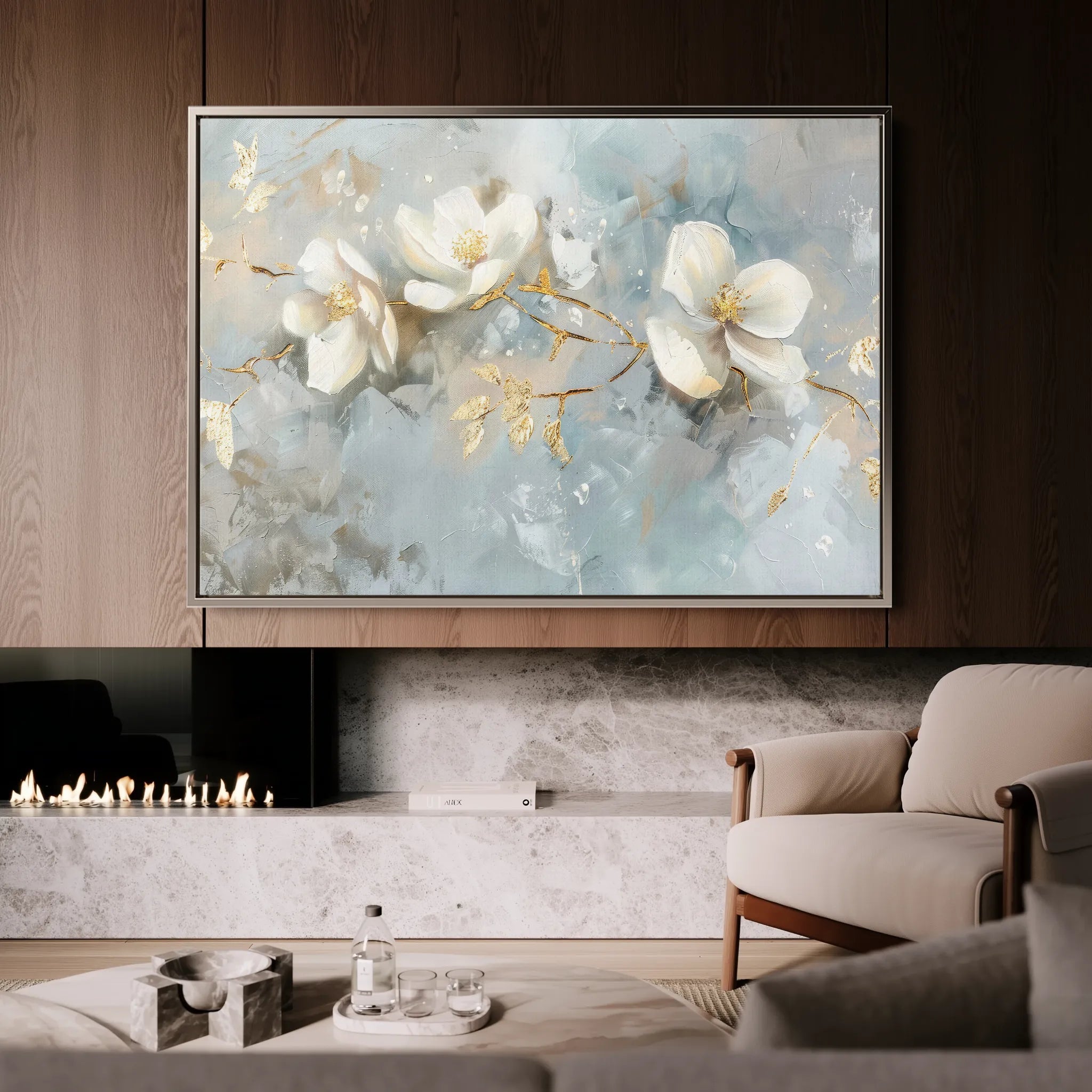 Floral 512 Canvas Art 60 x 40 cm / Black