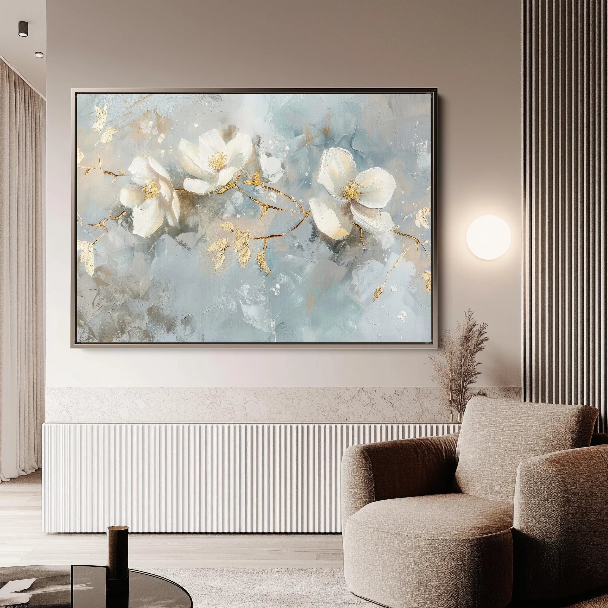 Floral 512 Canvas Art 60 x 40 cm / Black