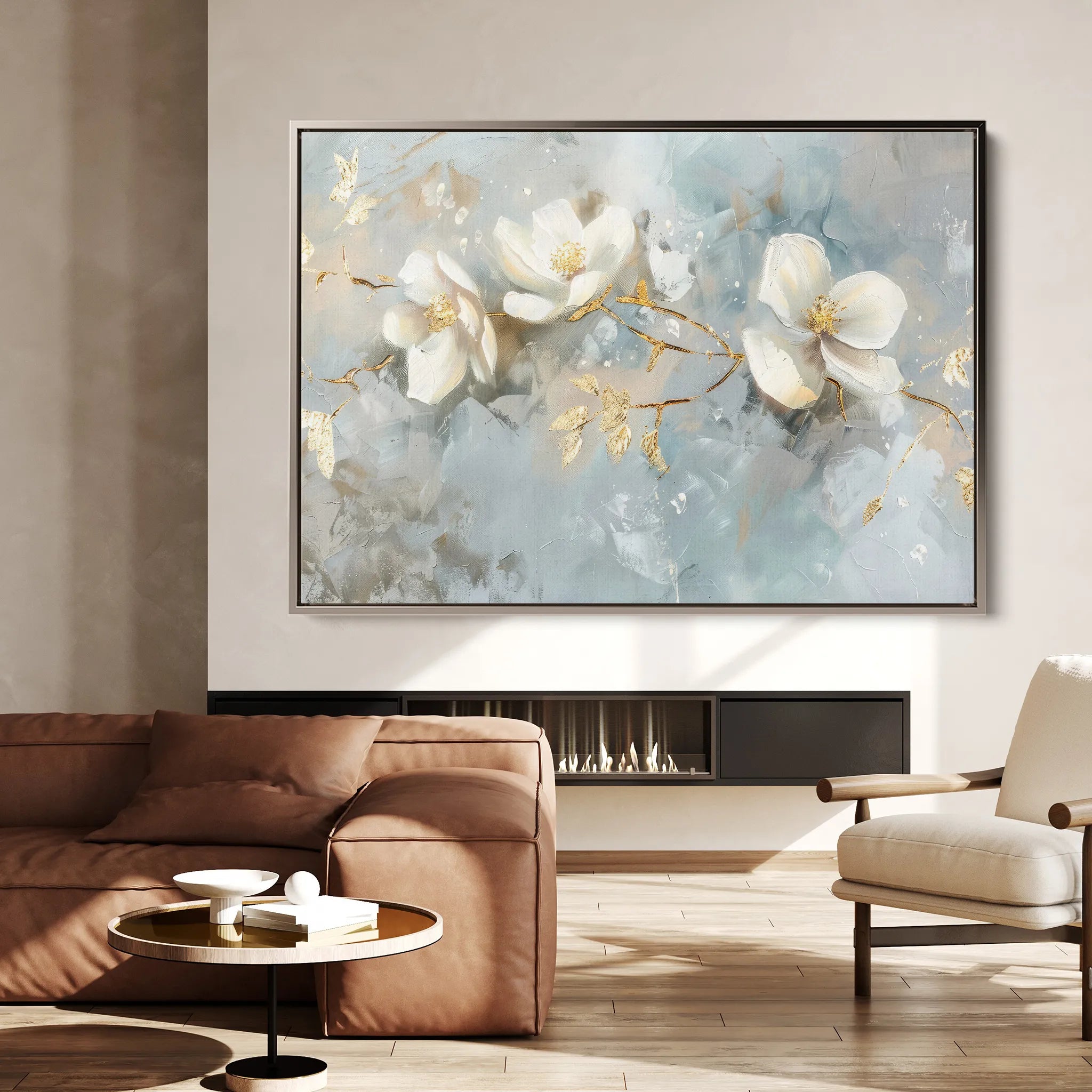Floral 512 Canvas Art 60 x 40 cm / Black