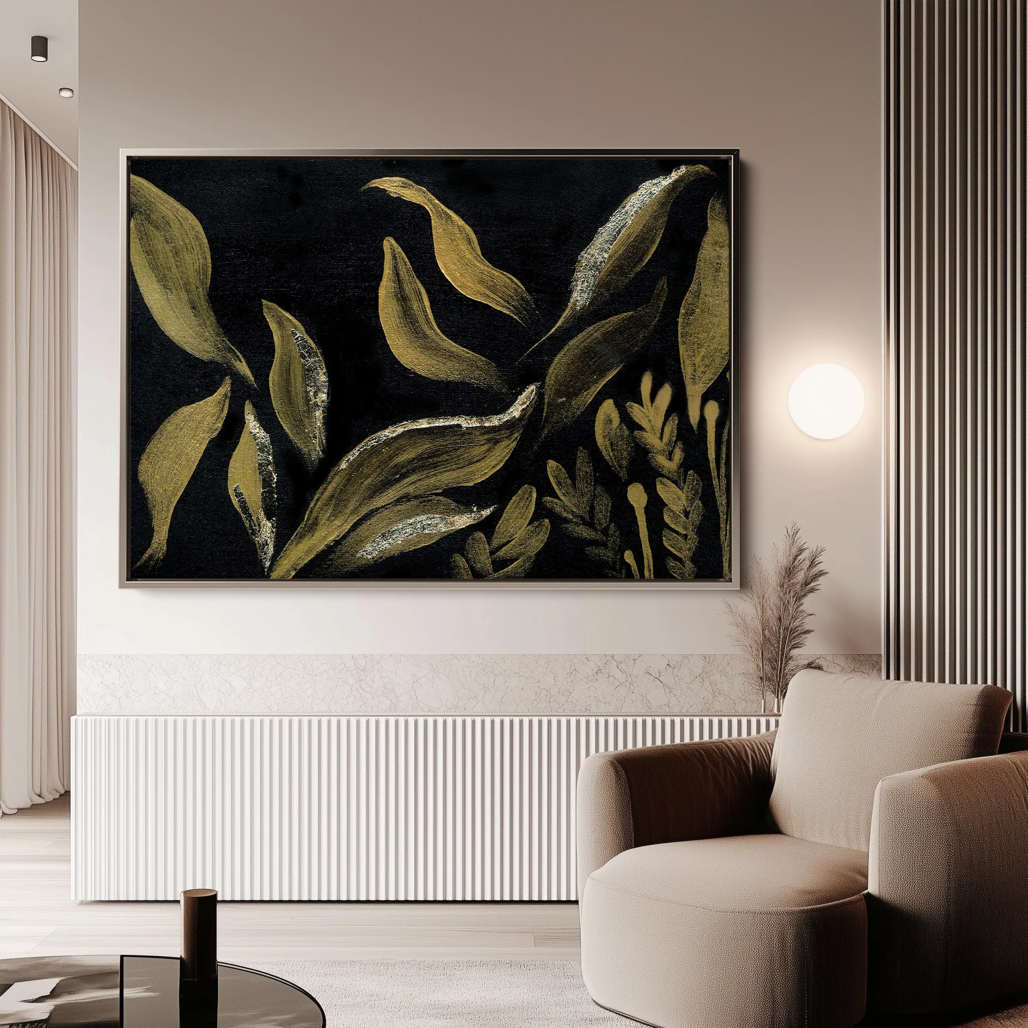 Floral 516 Canvas Art 60 x 40 cm / Black