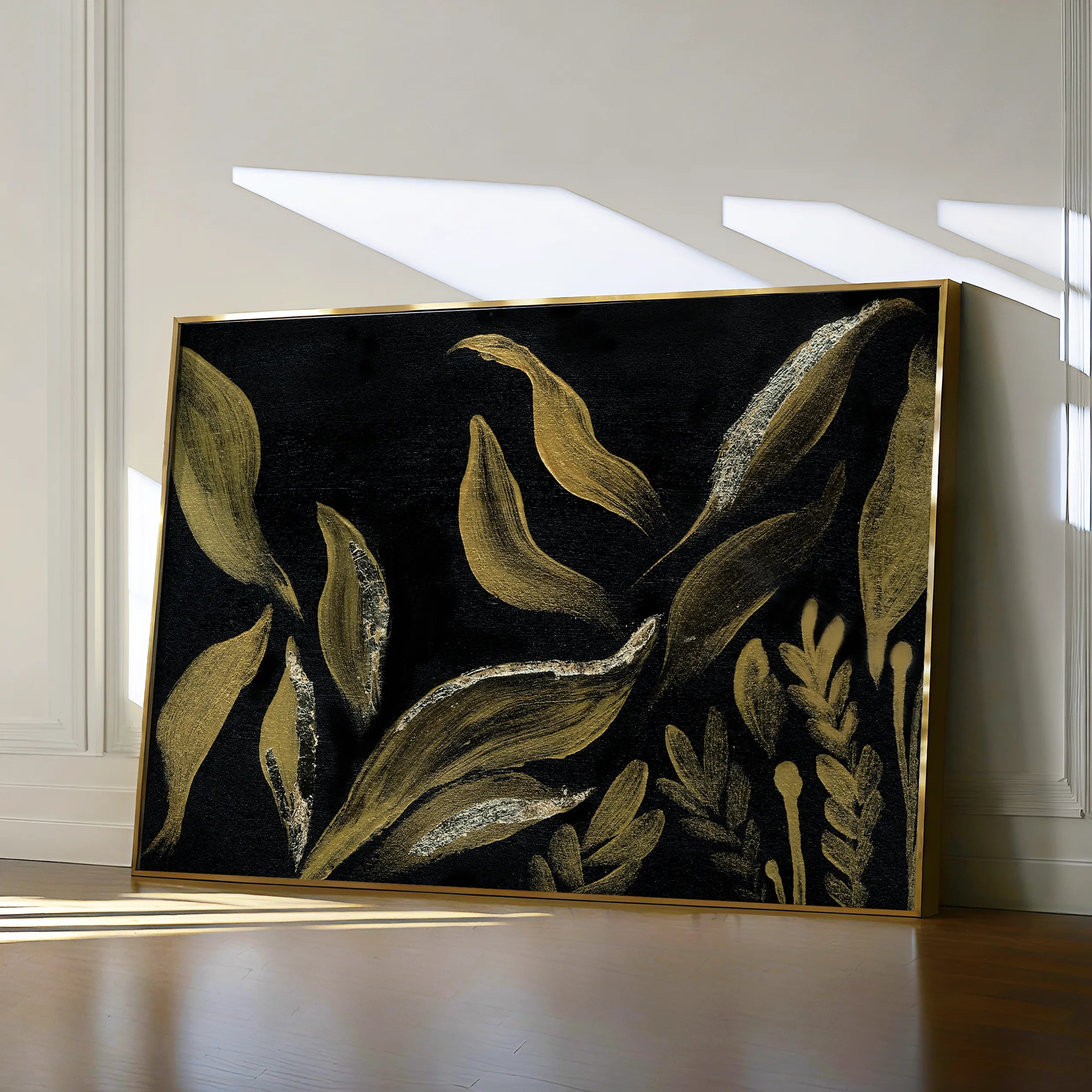 Floral 516 Canvas Art 60 x 40 cm / Black