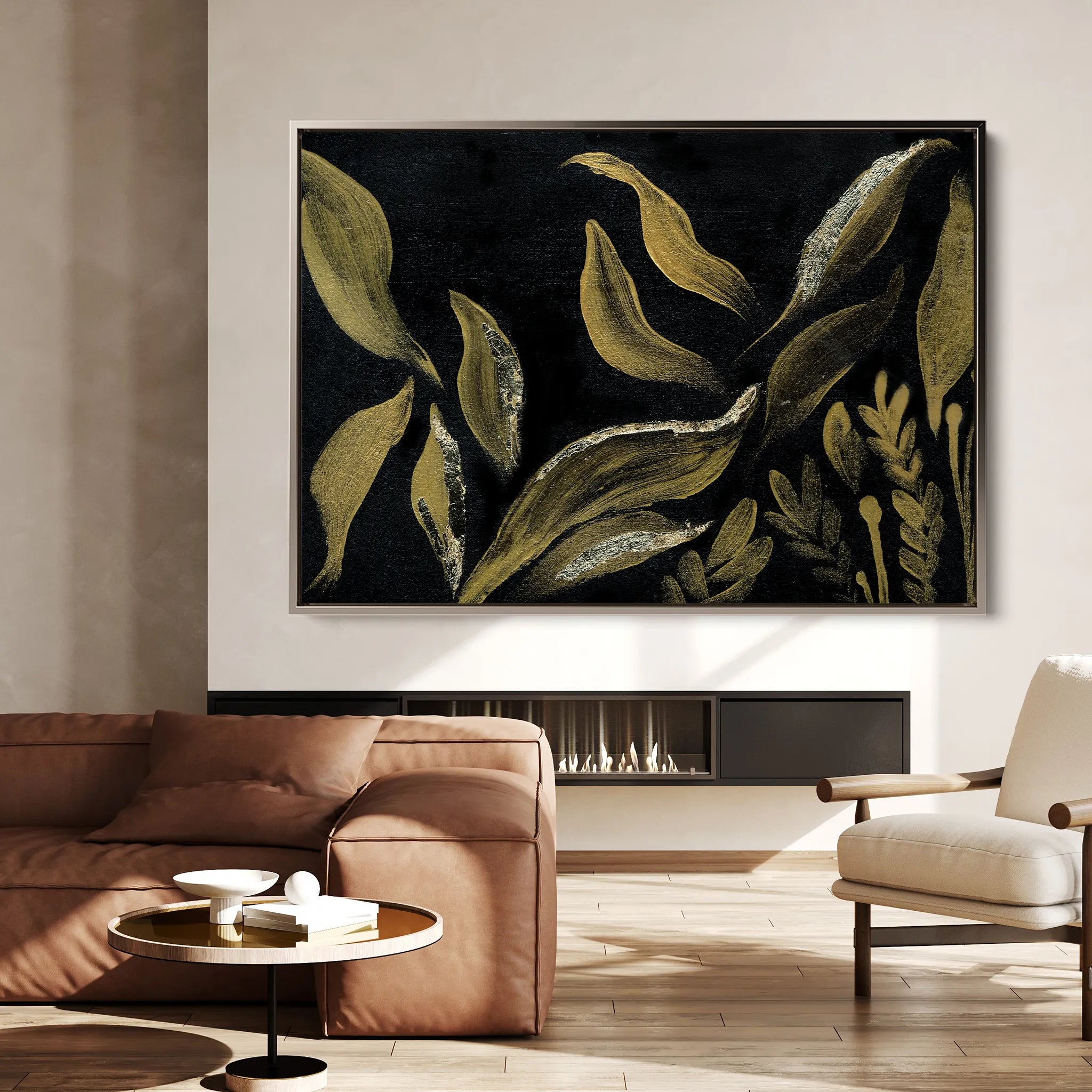 Floral 516 Canvas Art 60 x 40 cm / Black