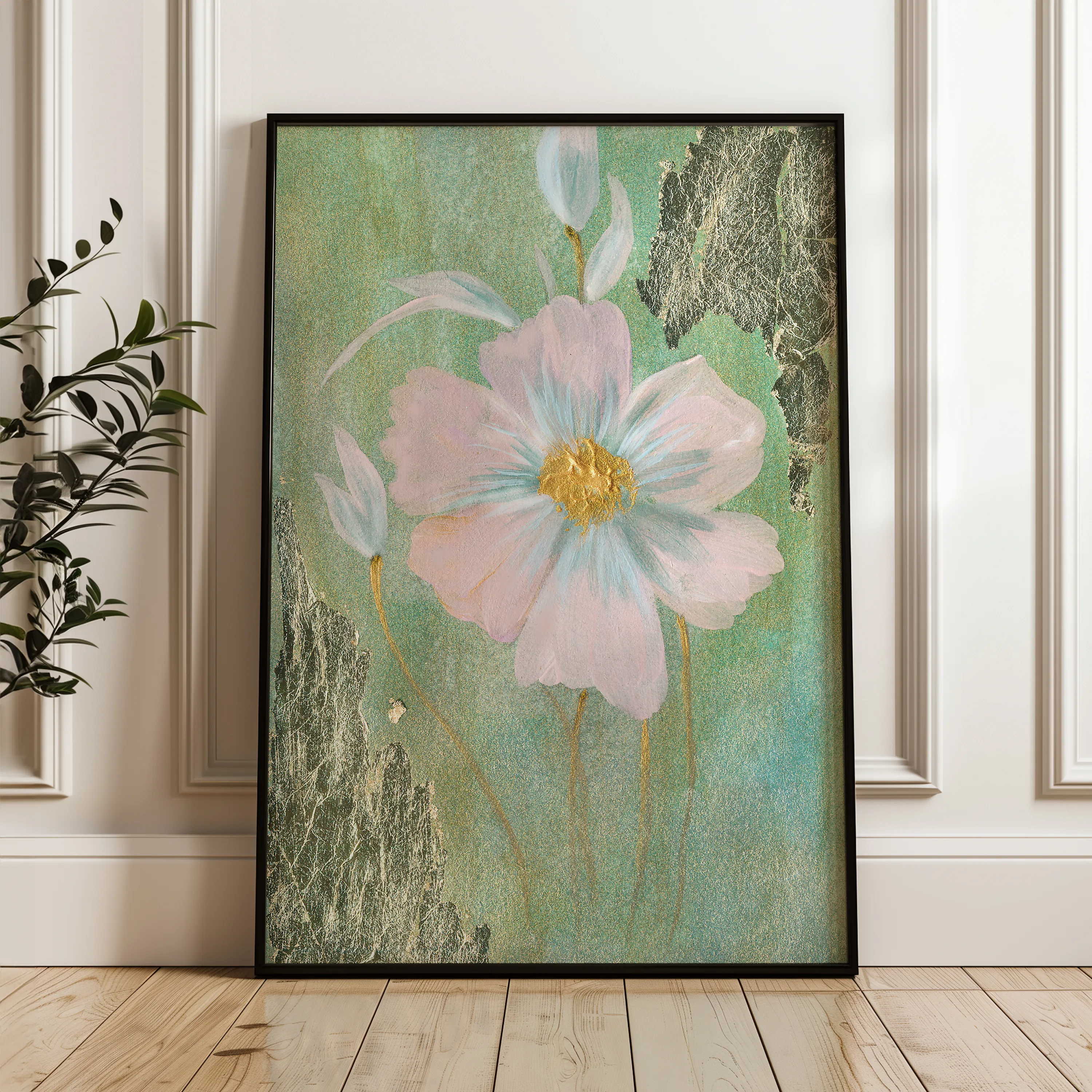 Floral 517 Canvas Art 60 x 40 cm / Black