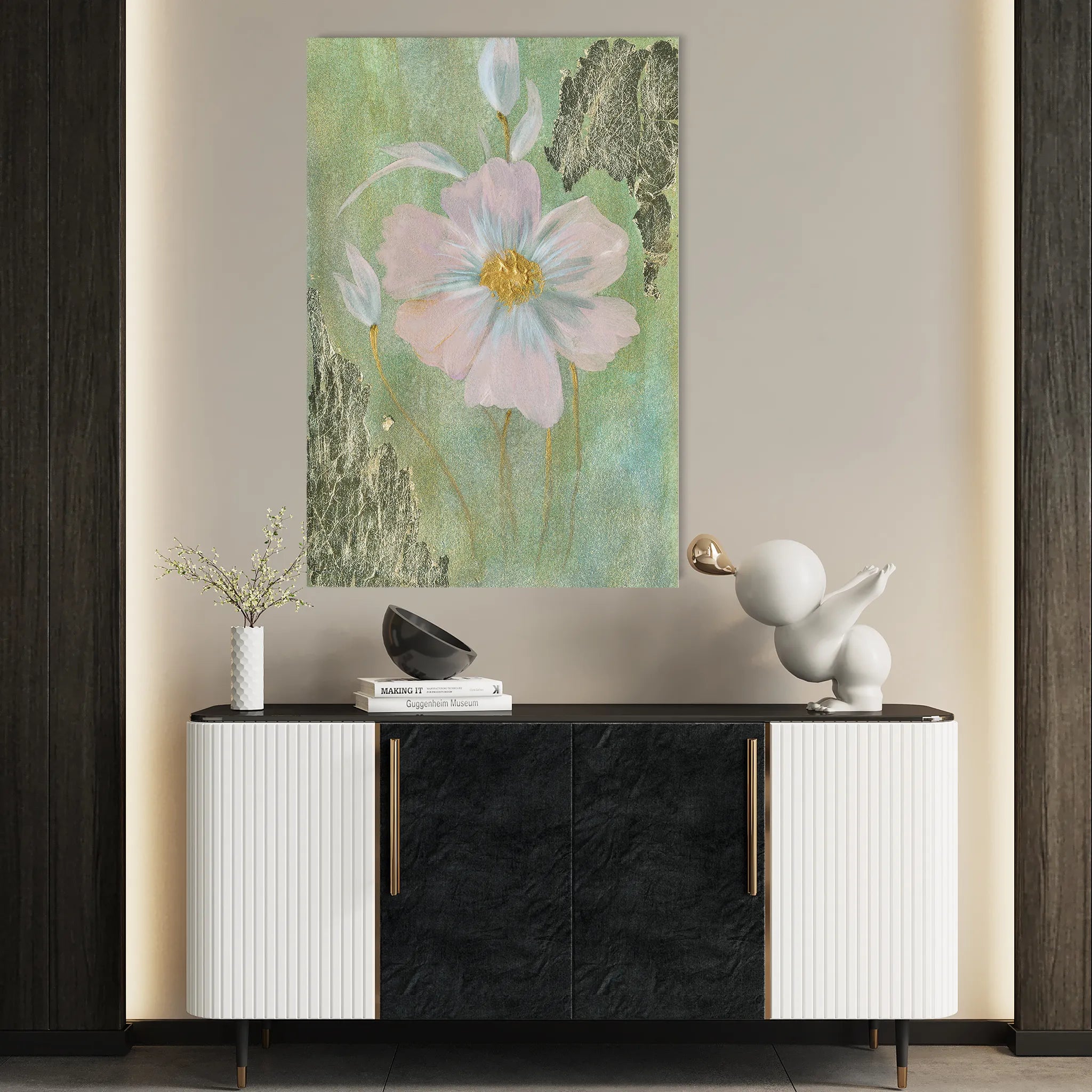 Floral 517 Canvas Art 60 x 40 cm / Black
