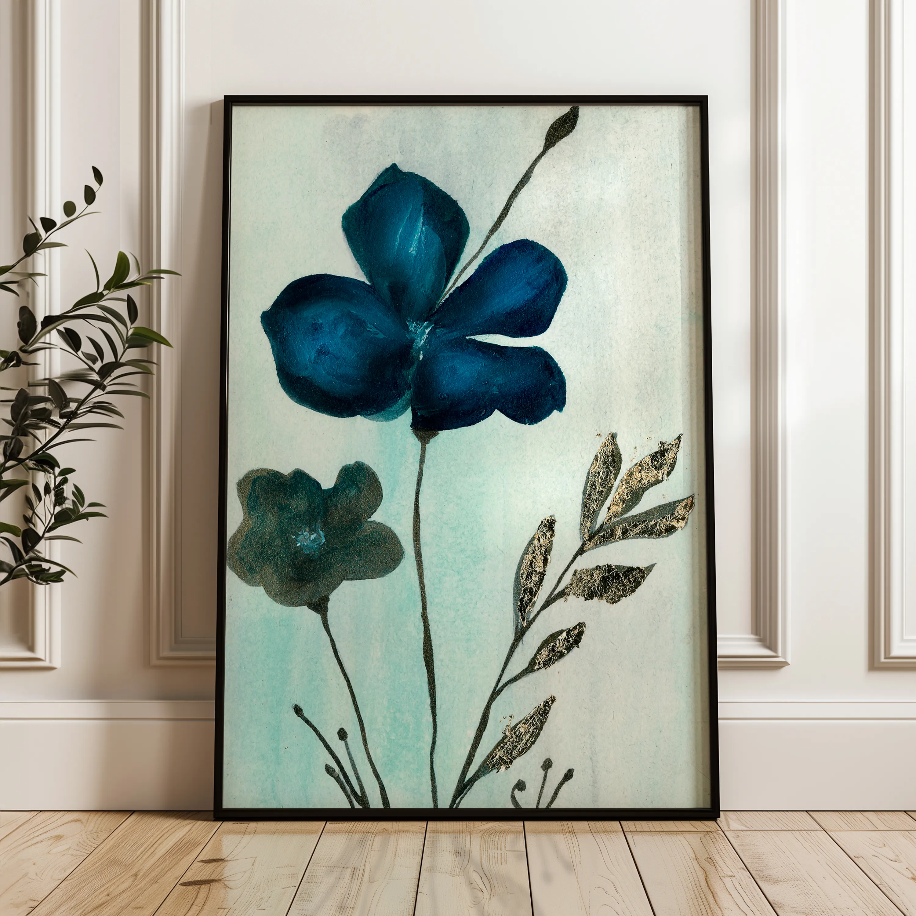 Floral 518 Canvas Art 60 x 40 cm / Black