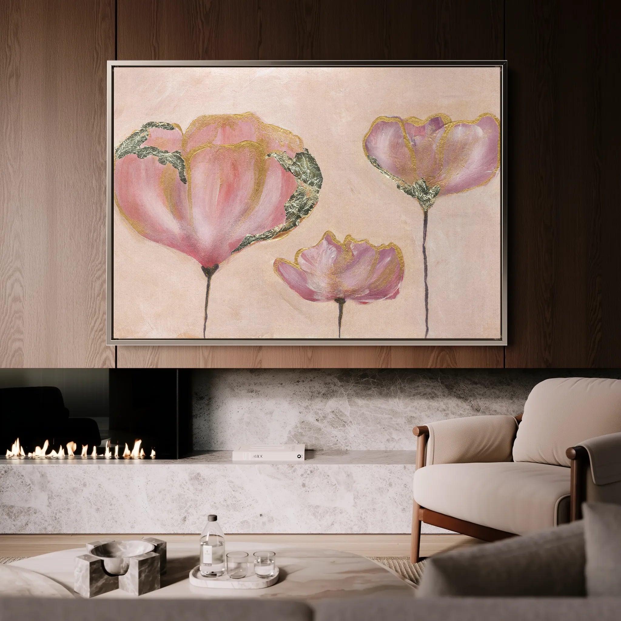 Floral 519 Canvas Art 60 x 40 cm / Black