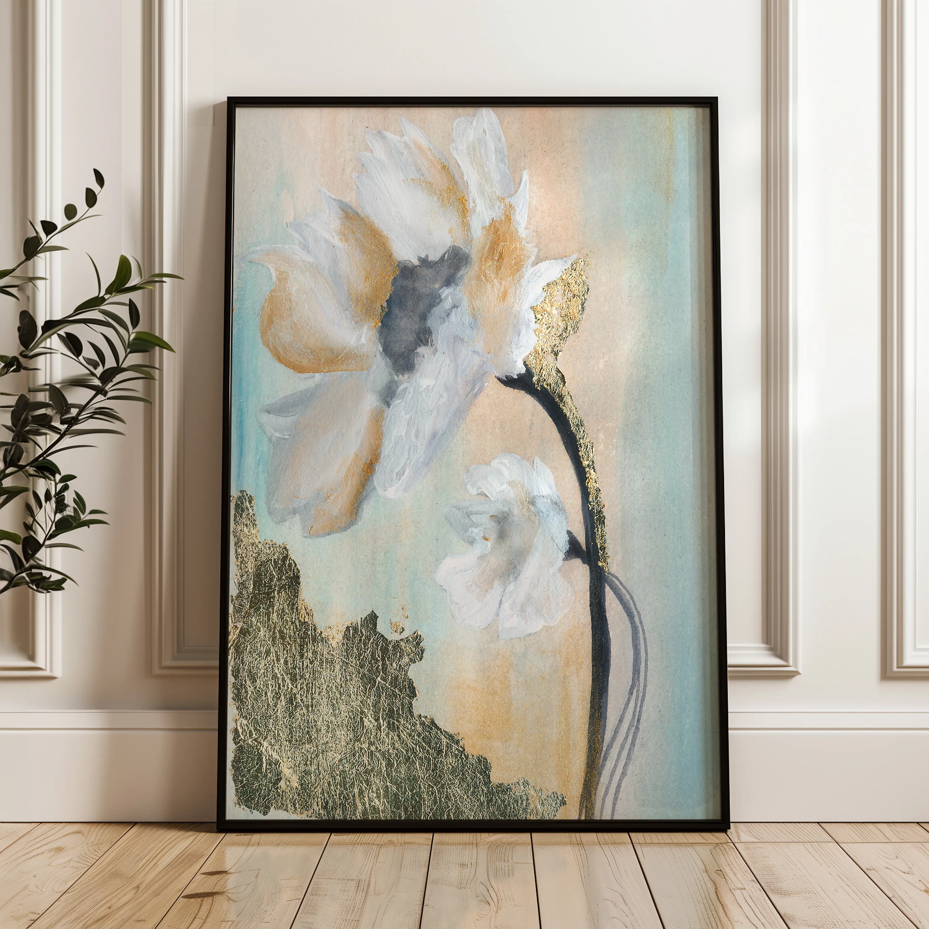 Floral 520 Canvas Art 60 x 40 cm / Black
