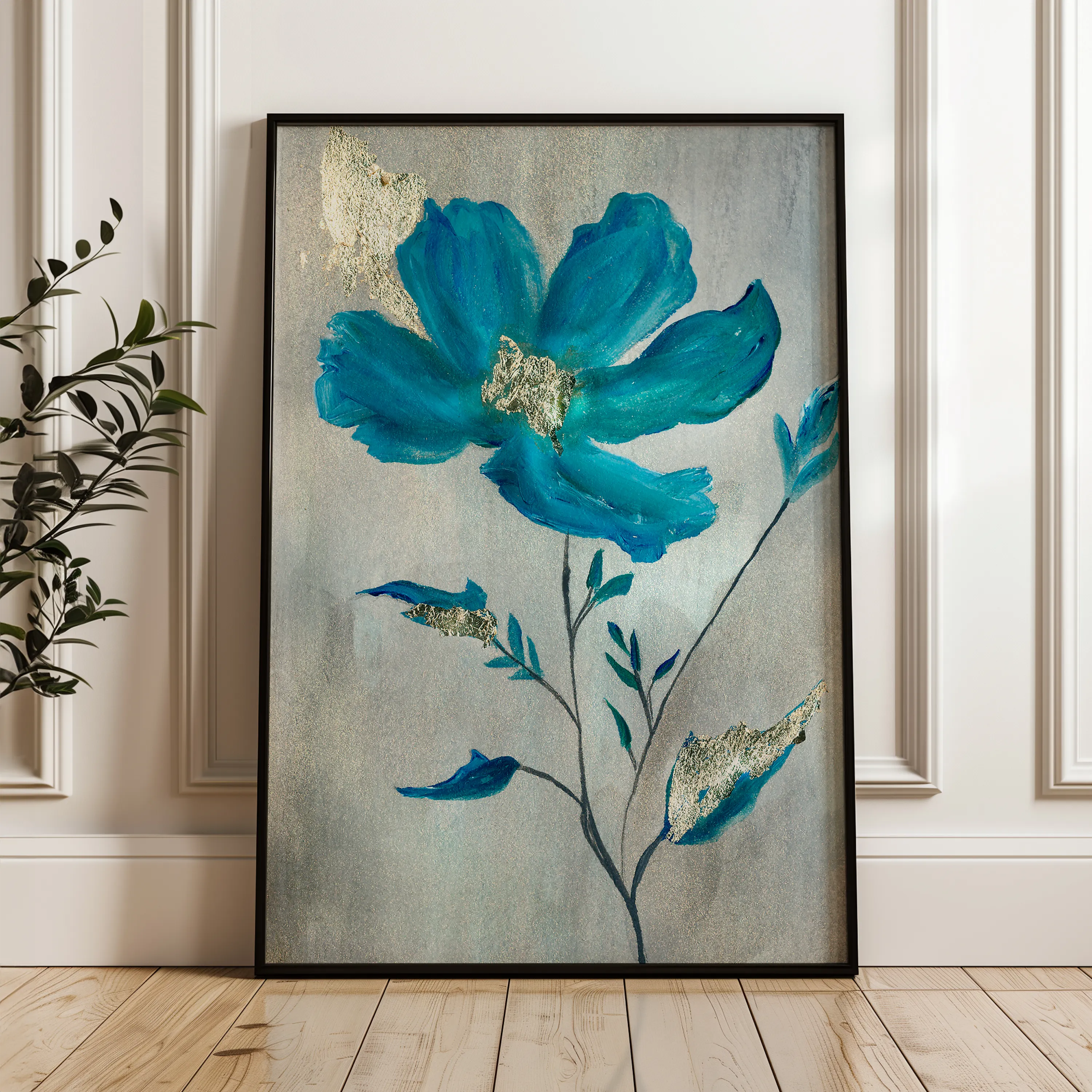 Floral 521 Canvas Art 60 x 40 cm / Black