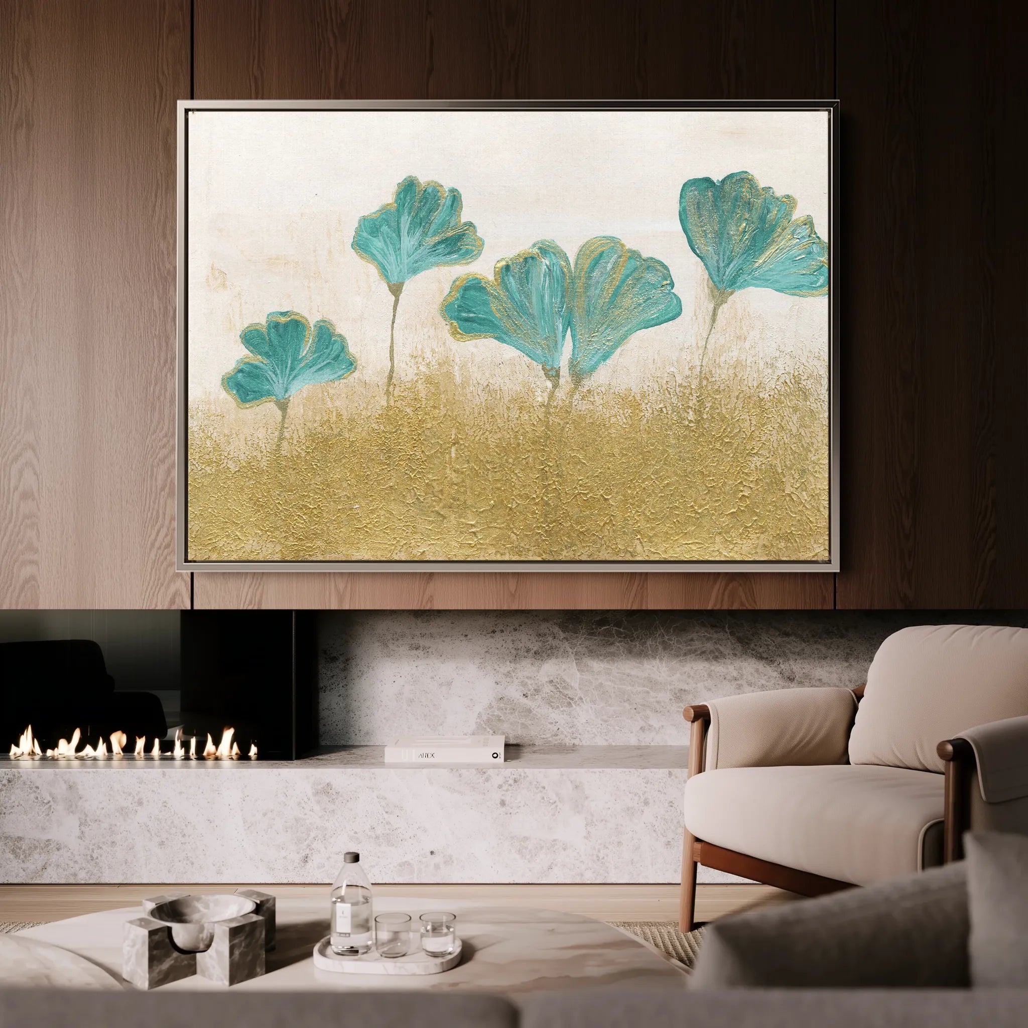 Floral 523 Canvas Art 60 x 40 cm / Black