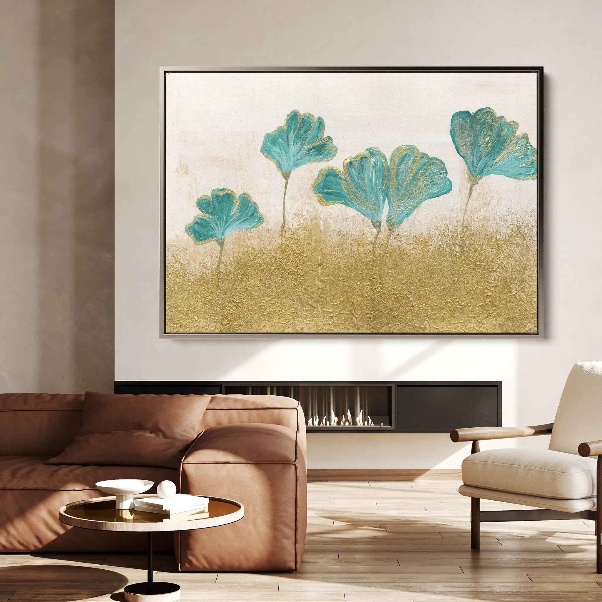 Floral 523 Canvas Art 60 x 40 cm / Black