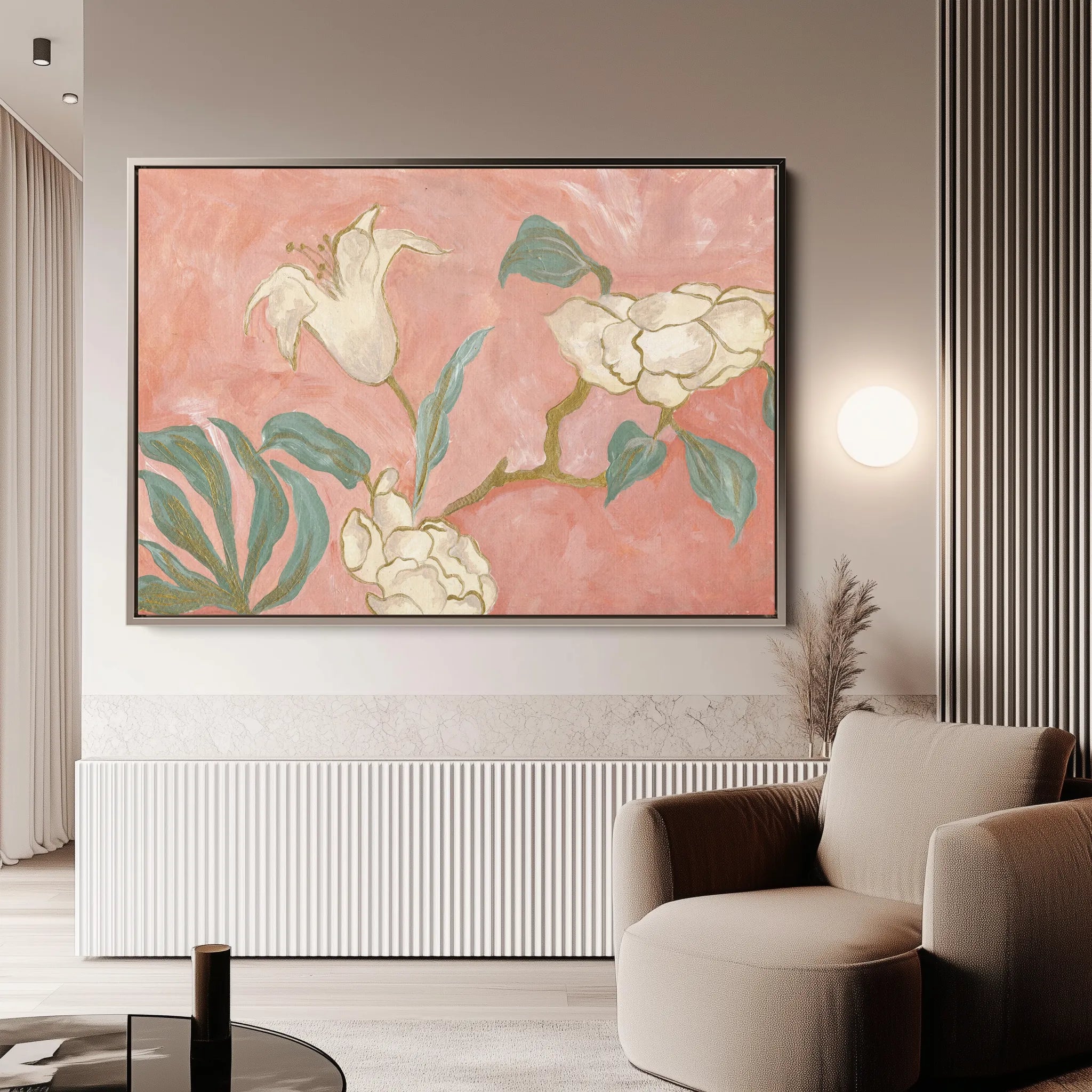 Floral 524 Canvas Art 60 x 40 cm / Black