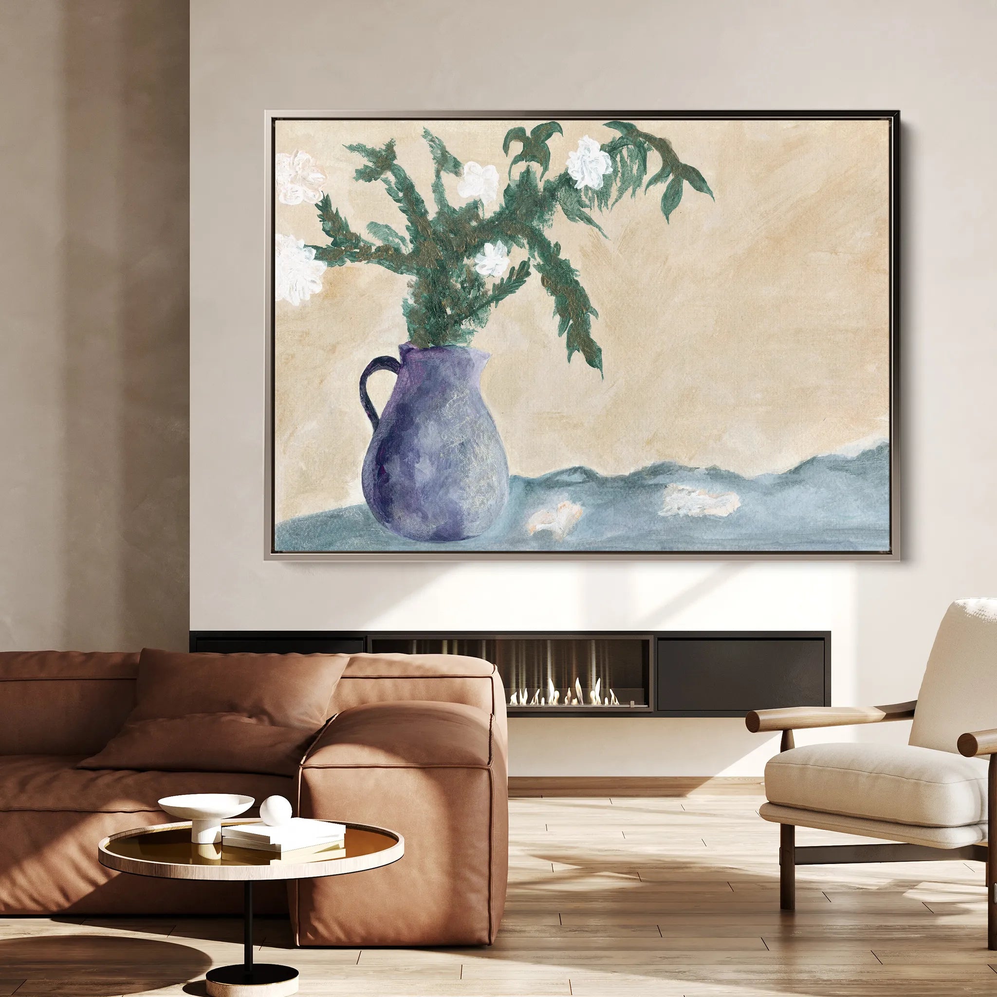 Floral 525 Canvas Art 60 x 40 cm / Black