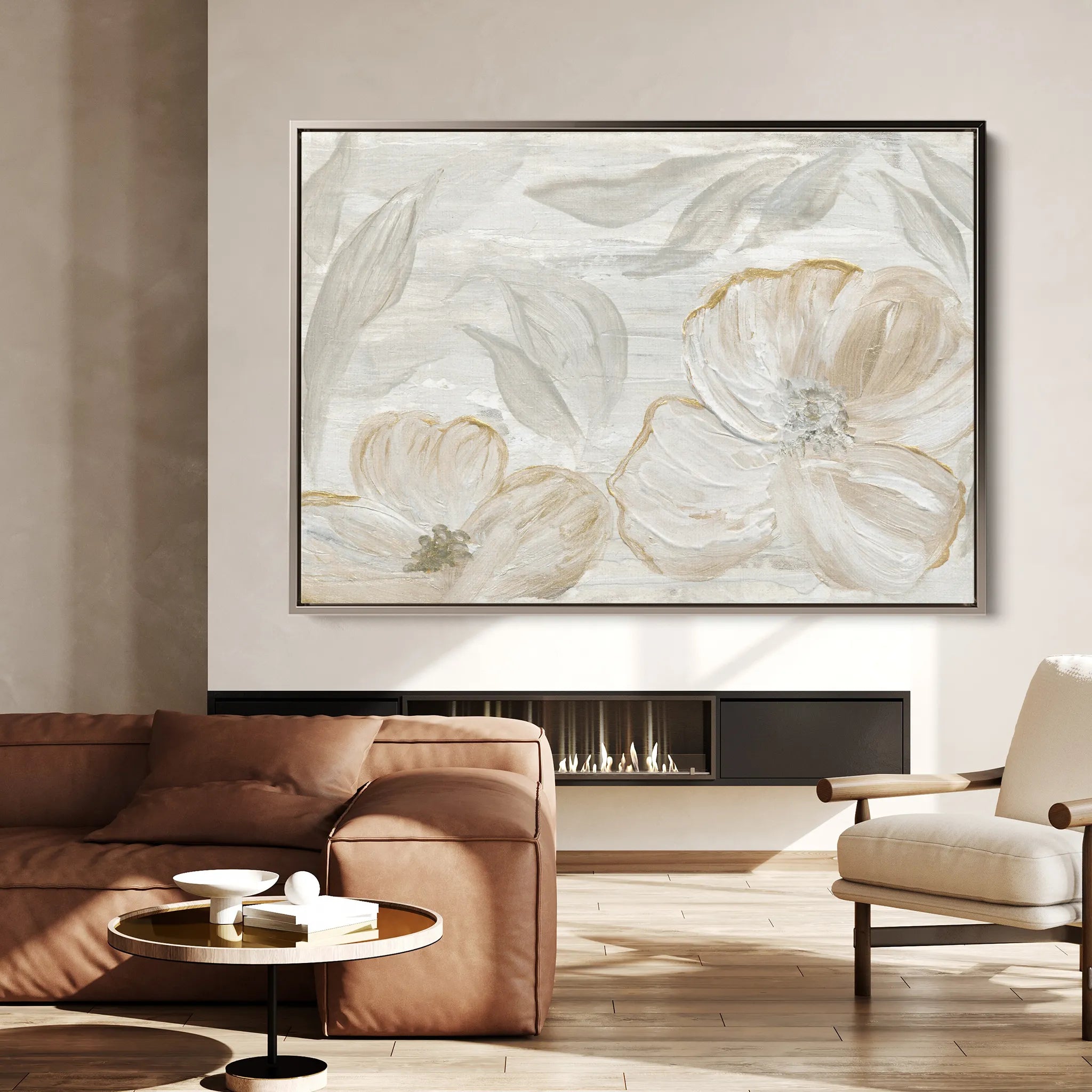 Floral 528 Canvas Art 60 x 40 cm / Black