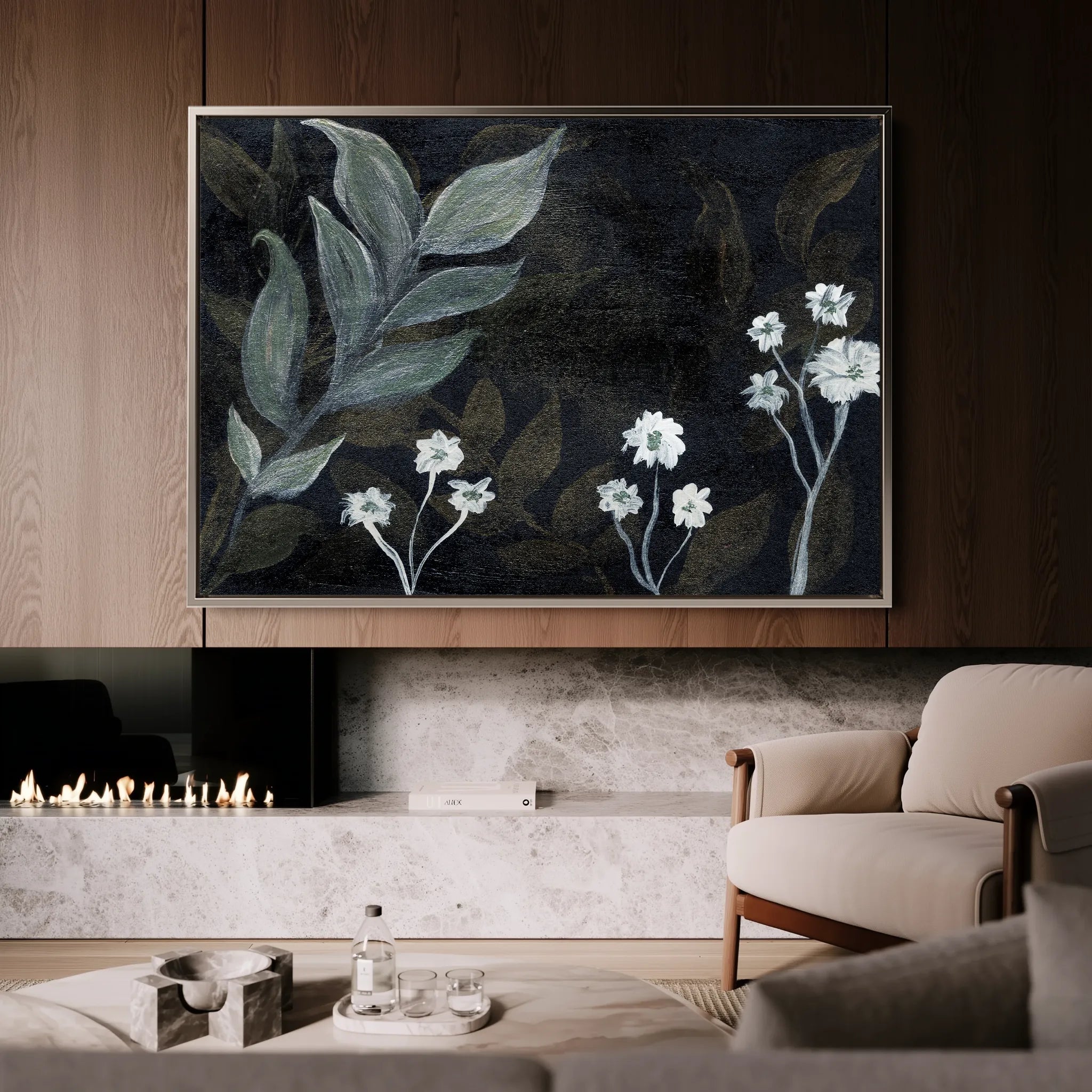 Floral 529 Canvas Art 60 x 40 cm / Black