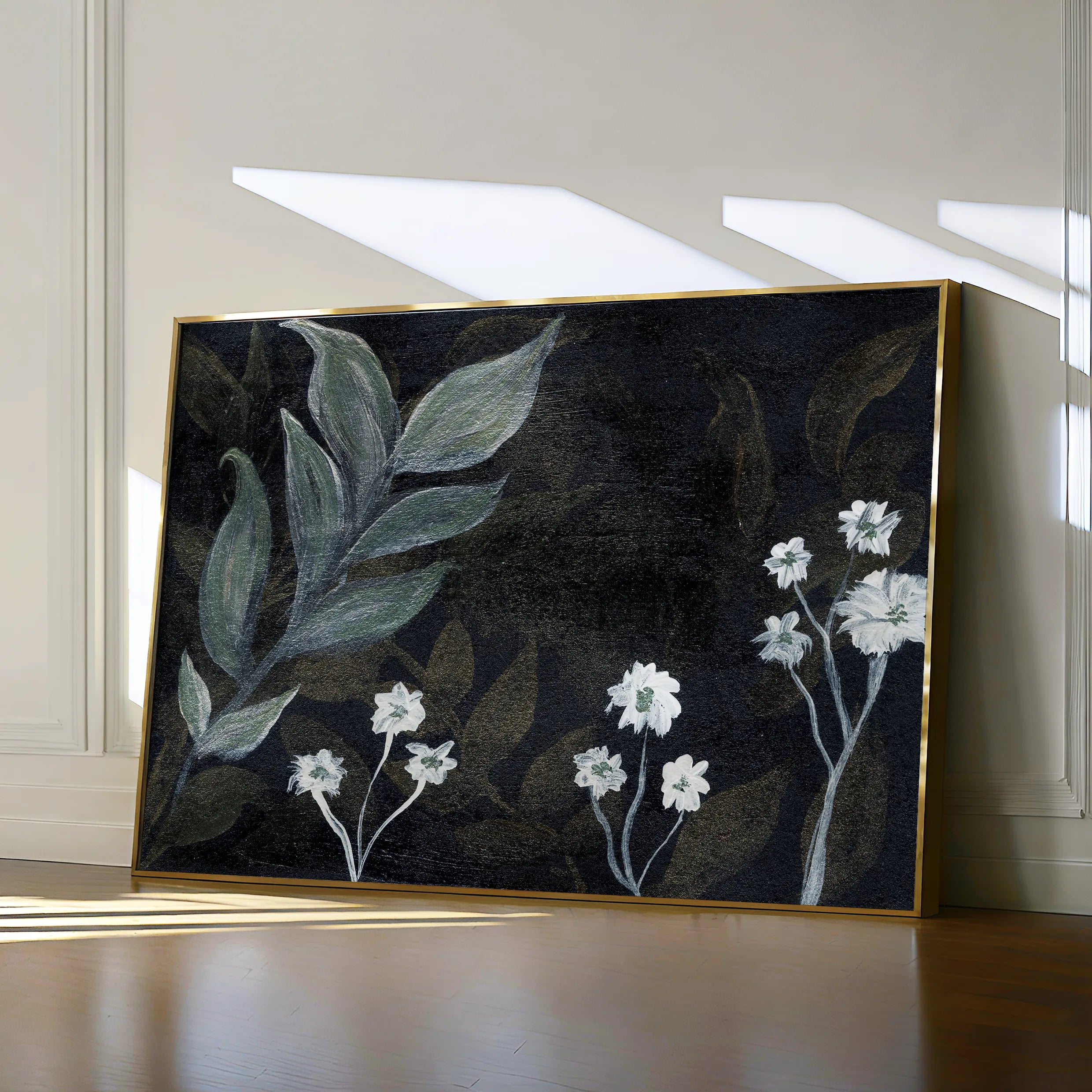Floral 529 Canvas Art 60 x 40 cm / Black