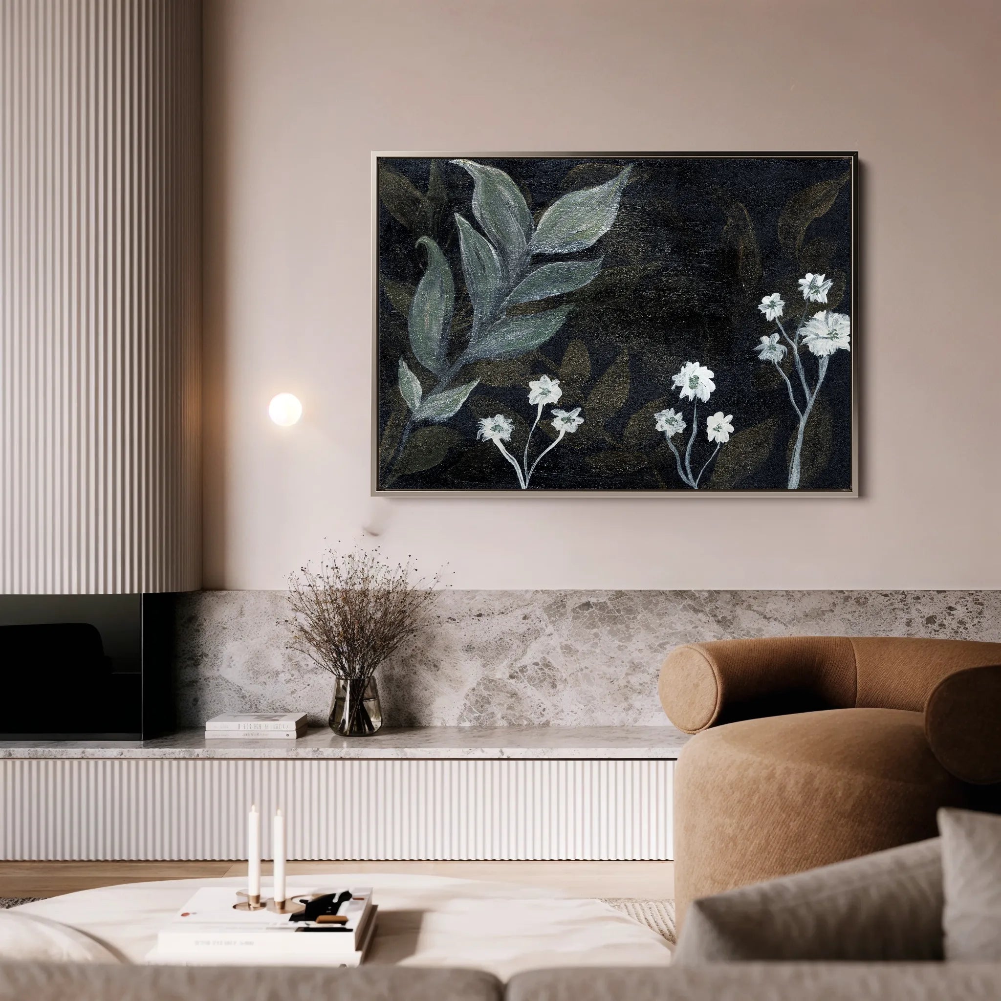 Floral 529 Canvas Art 60 x 40 cm / Black