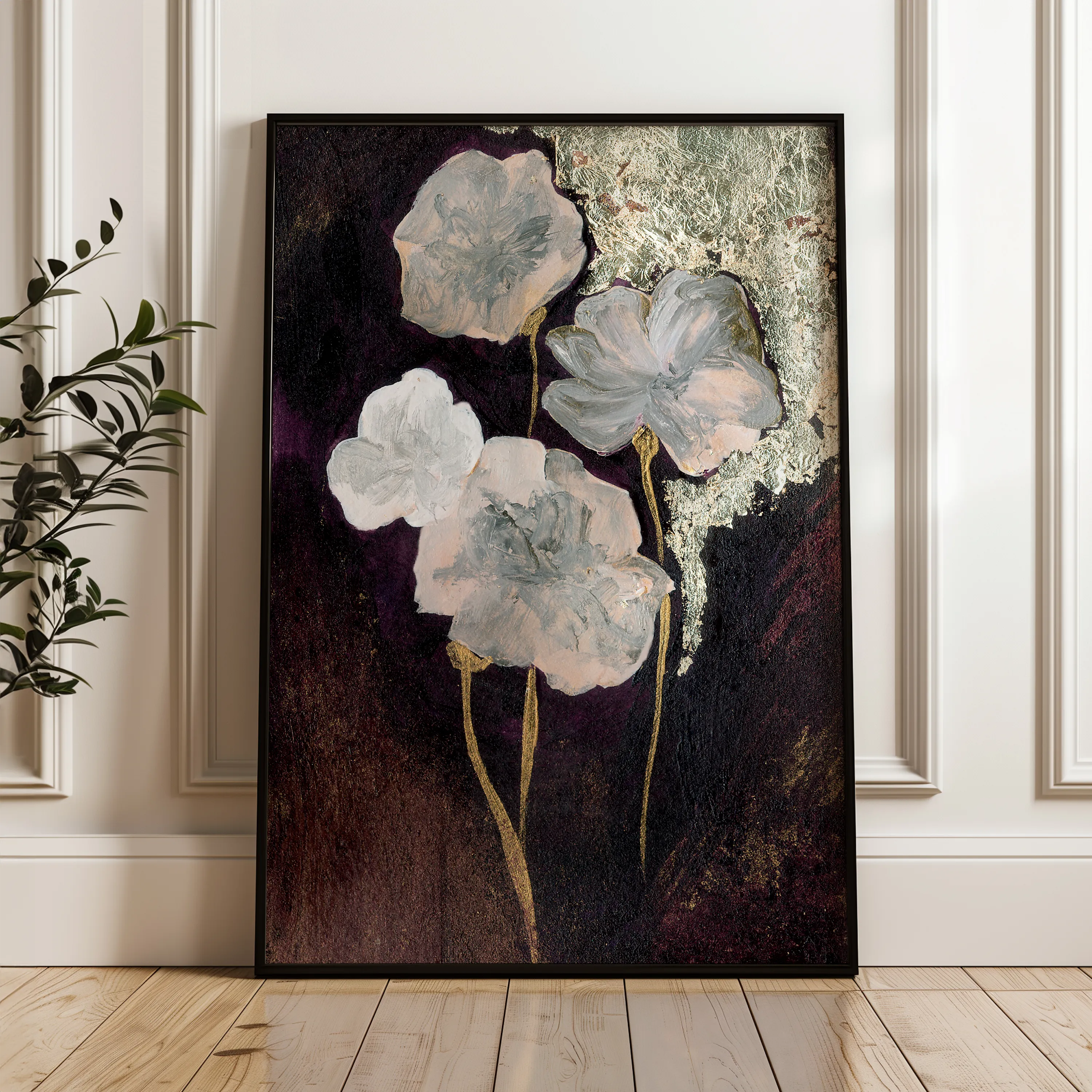 Floral 530 Canvas Art 60 x 40 cm / Black