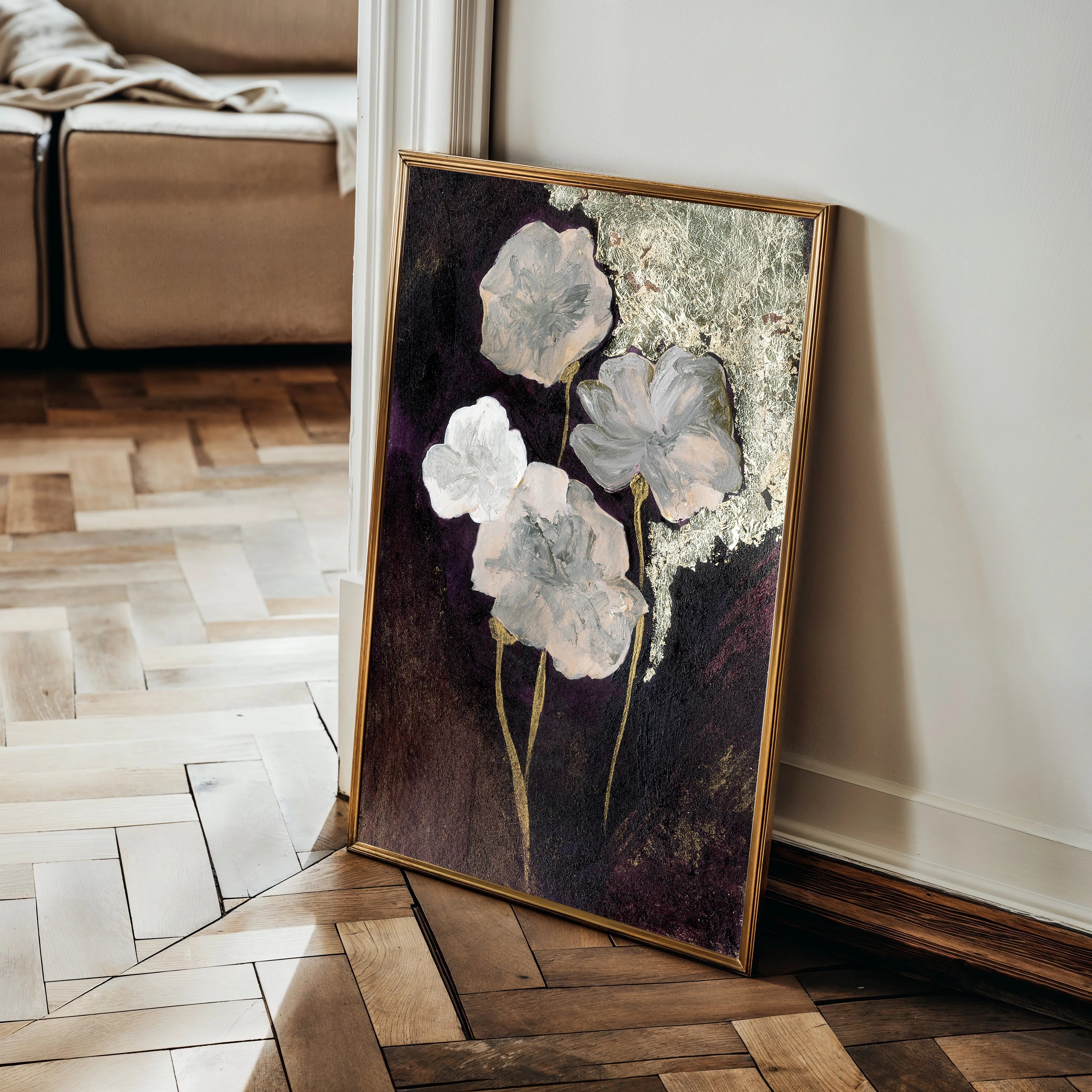Floral 530 Canvas Art 60 x 40 cm / Black