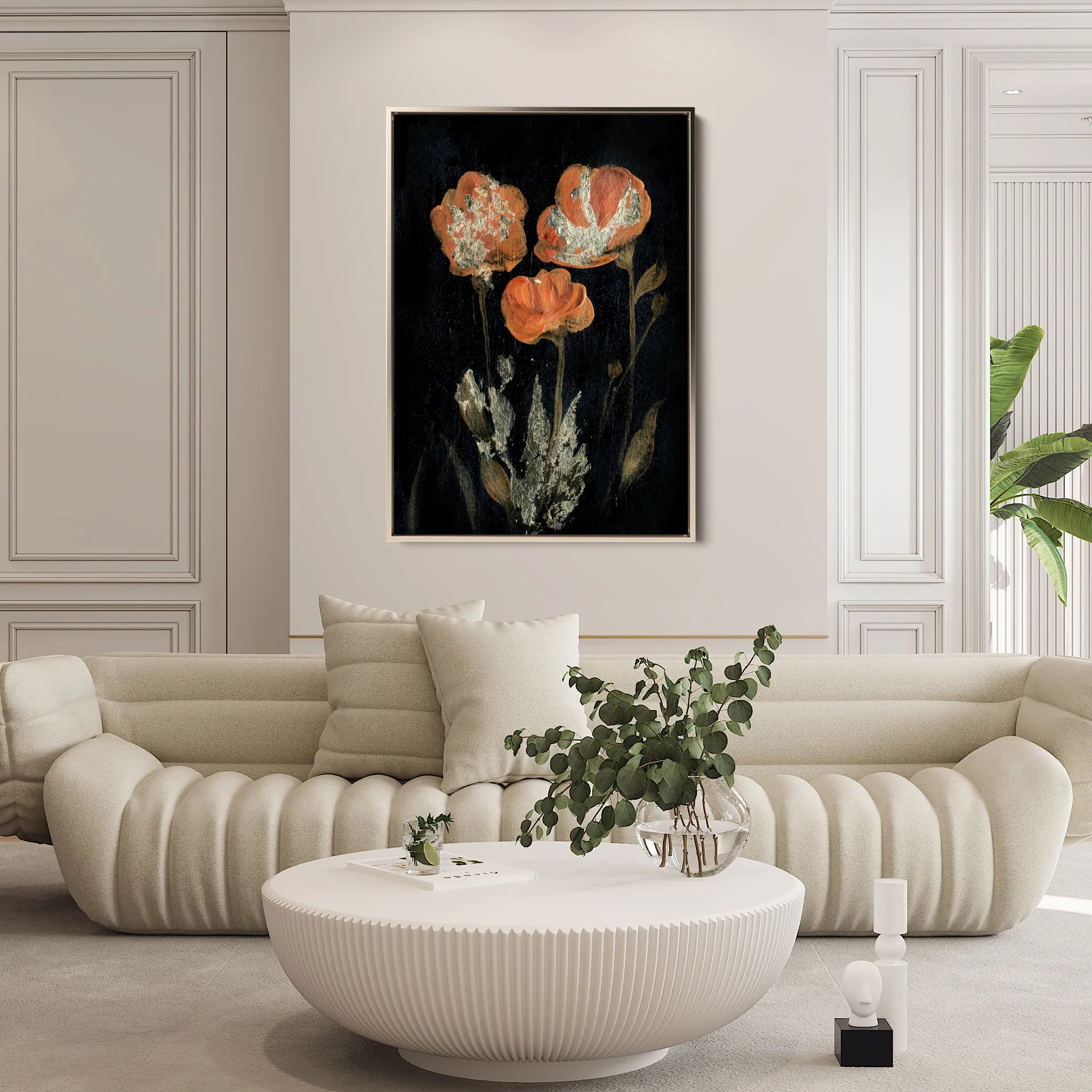 Floral 534 Canvas Art 60 x 40 cm / Black