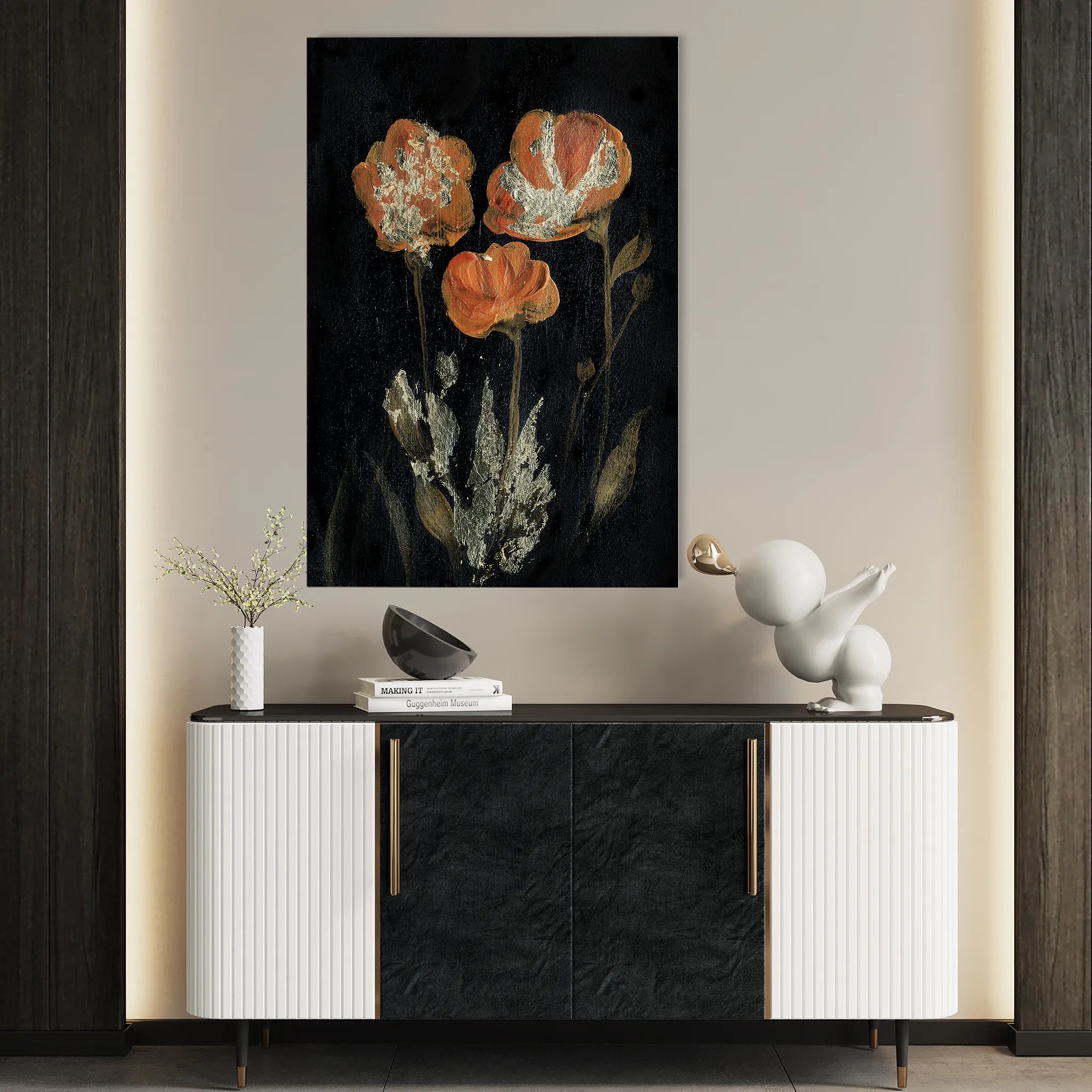 Floral 534 Canvas Art 60 x 40 cm / Black