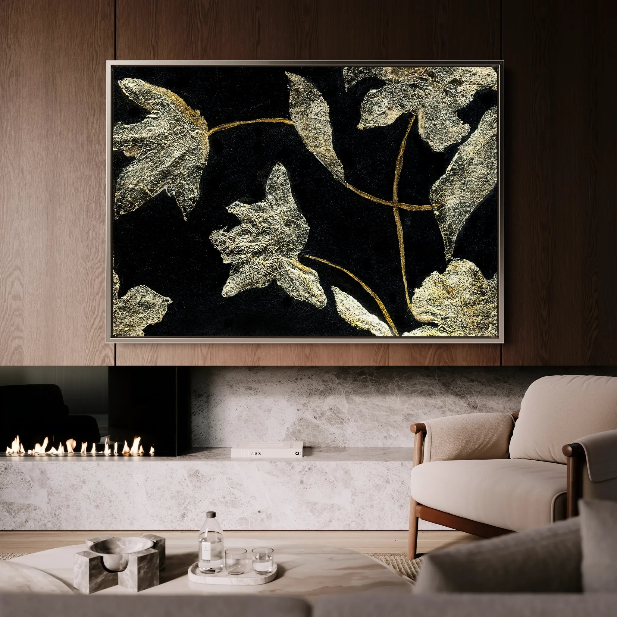 Floral 535 Canvas Art 60 x 40 cm / Black
