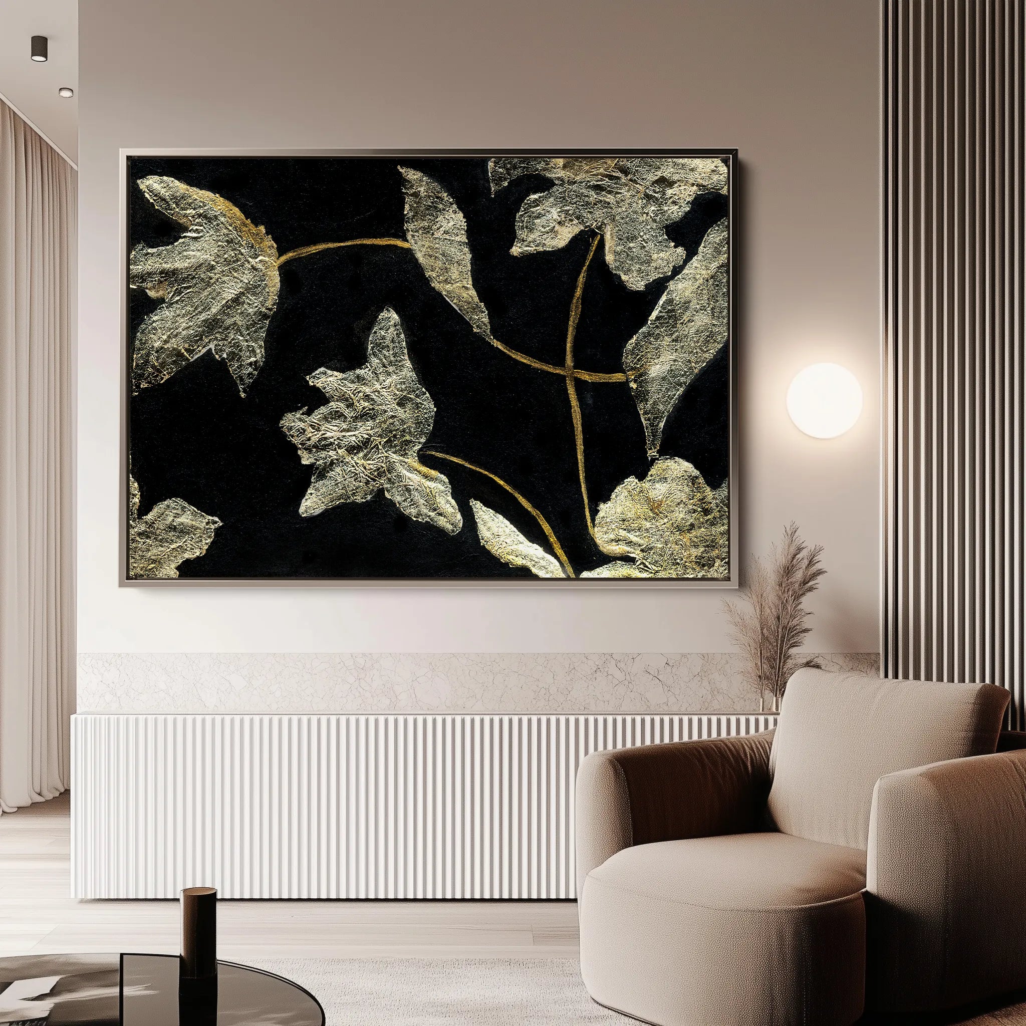 Floral 535 Canvas Art 60 x 40 cm / Black