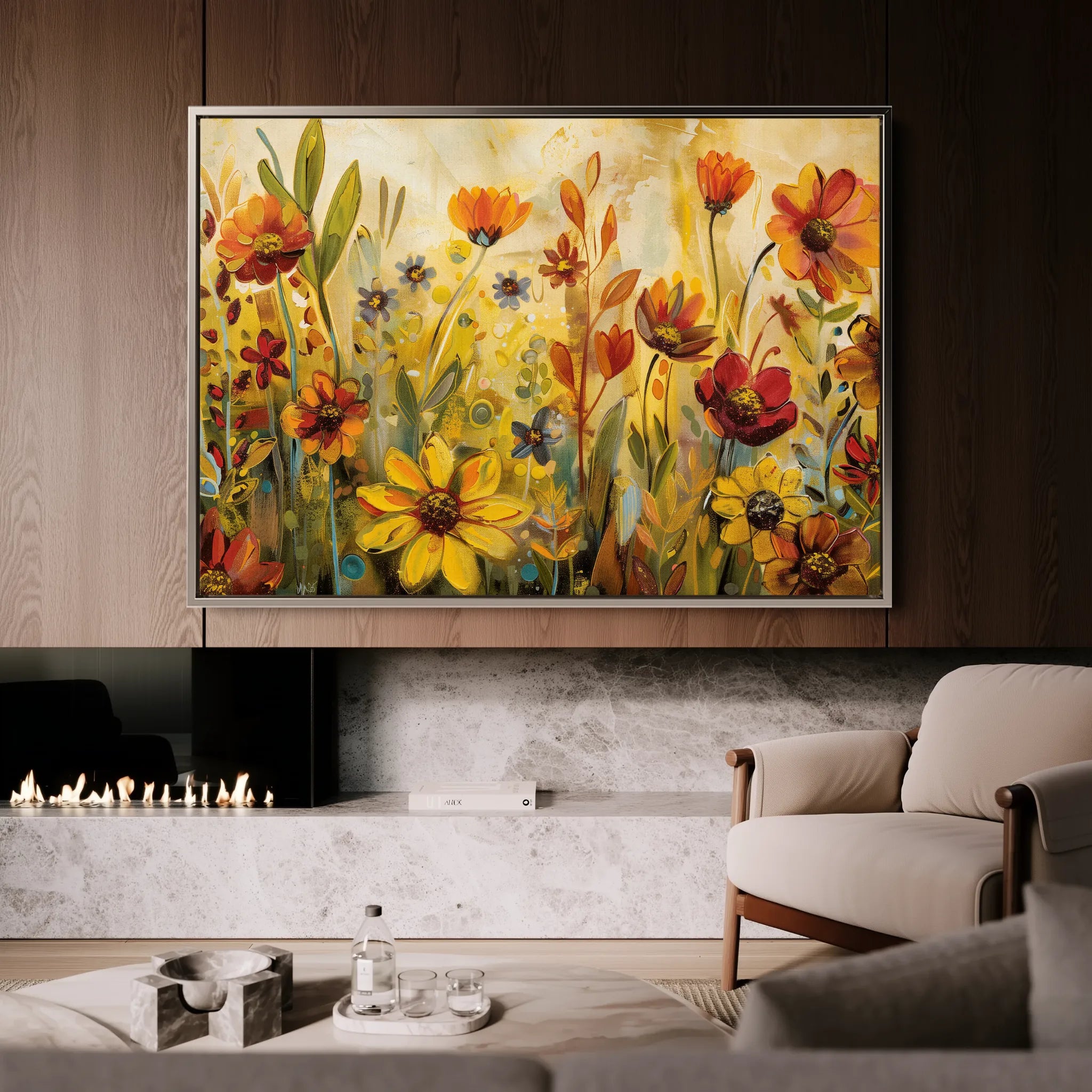 Floral 545 Canvas Art 60 x 40 cm / Black
