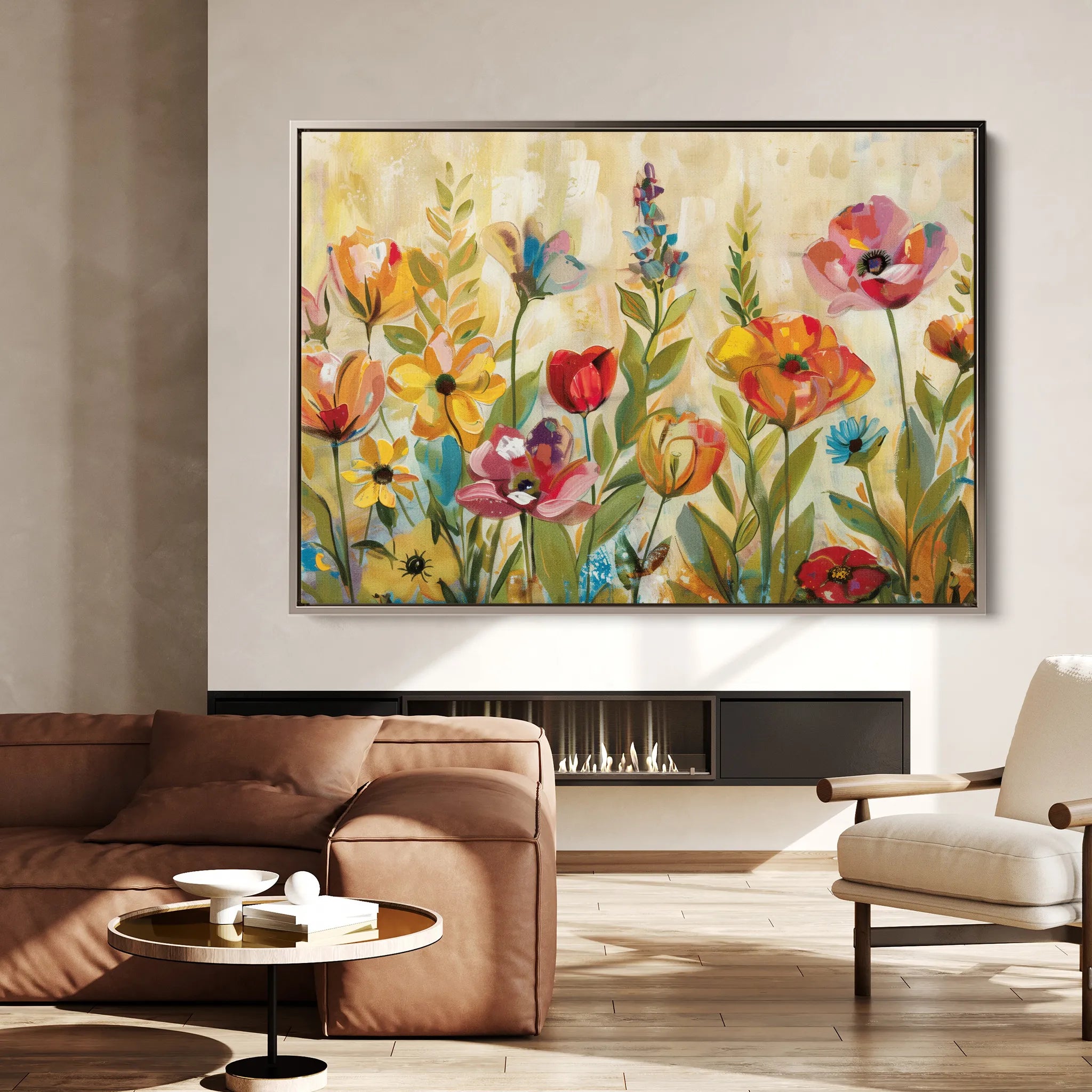 Floral 546 Canvas Art 60 x 40 cm / Black