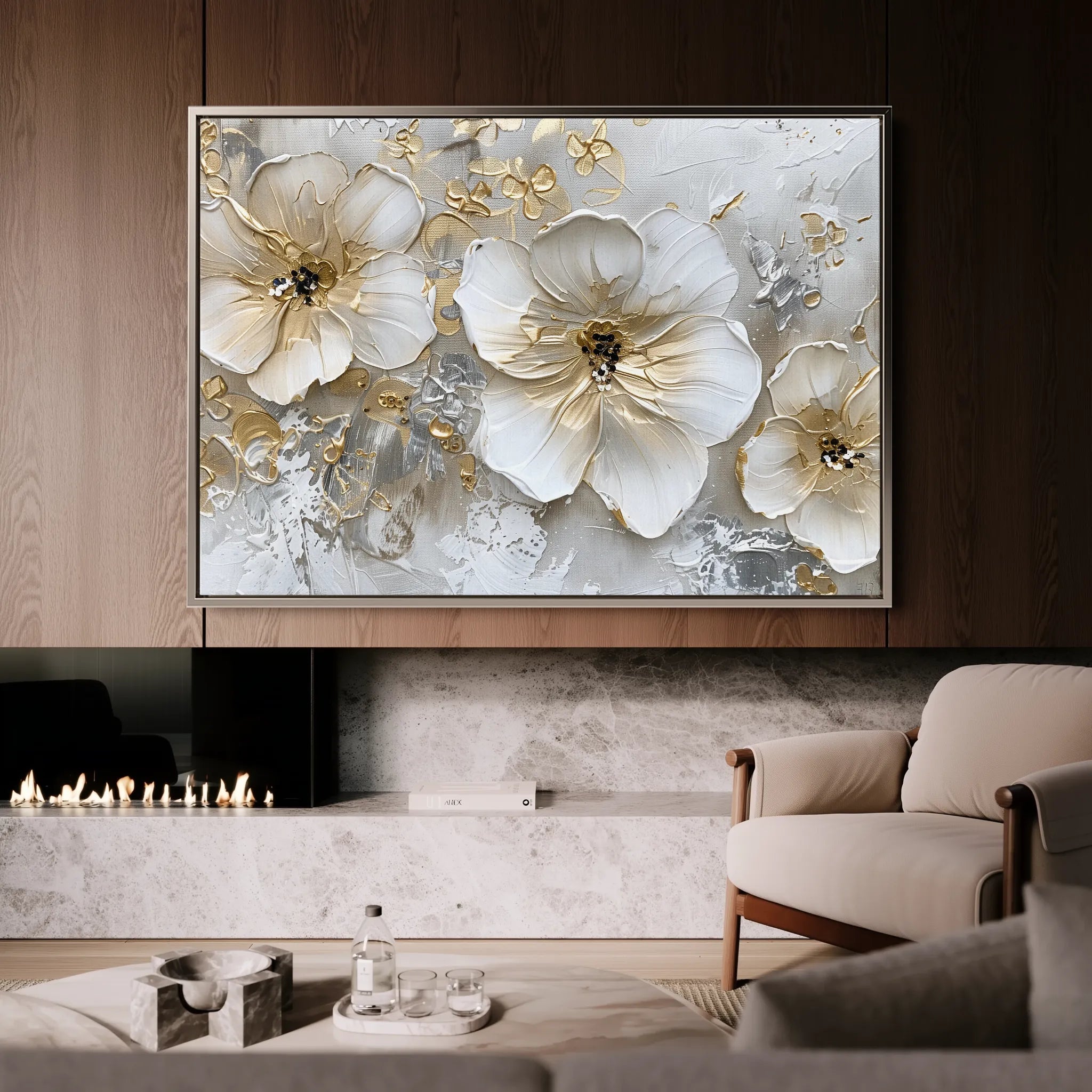 Floral 555 Canvas Art 60 x 40 cm / Black