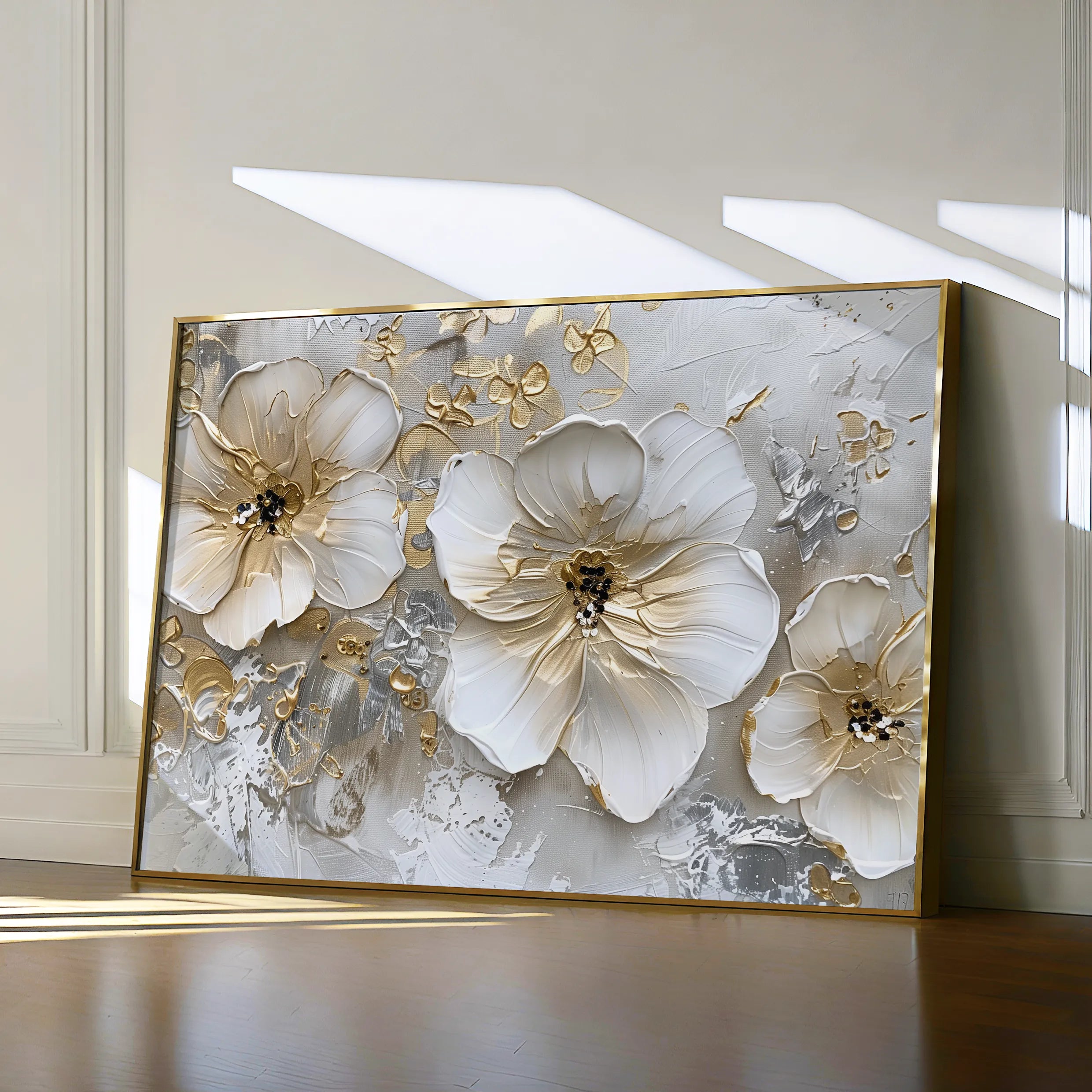 Floral 555 Canvas Art 60 x 40 cm / Black