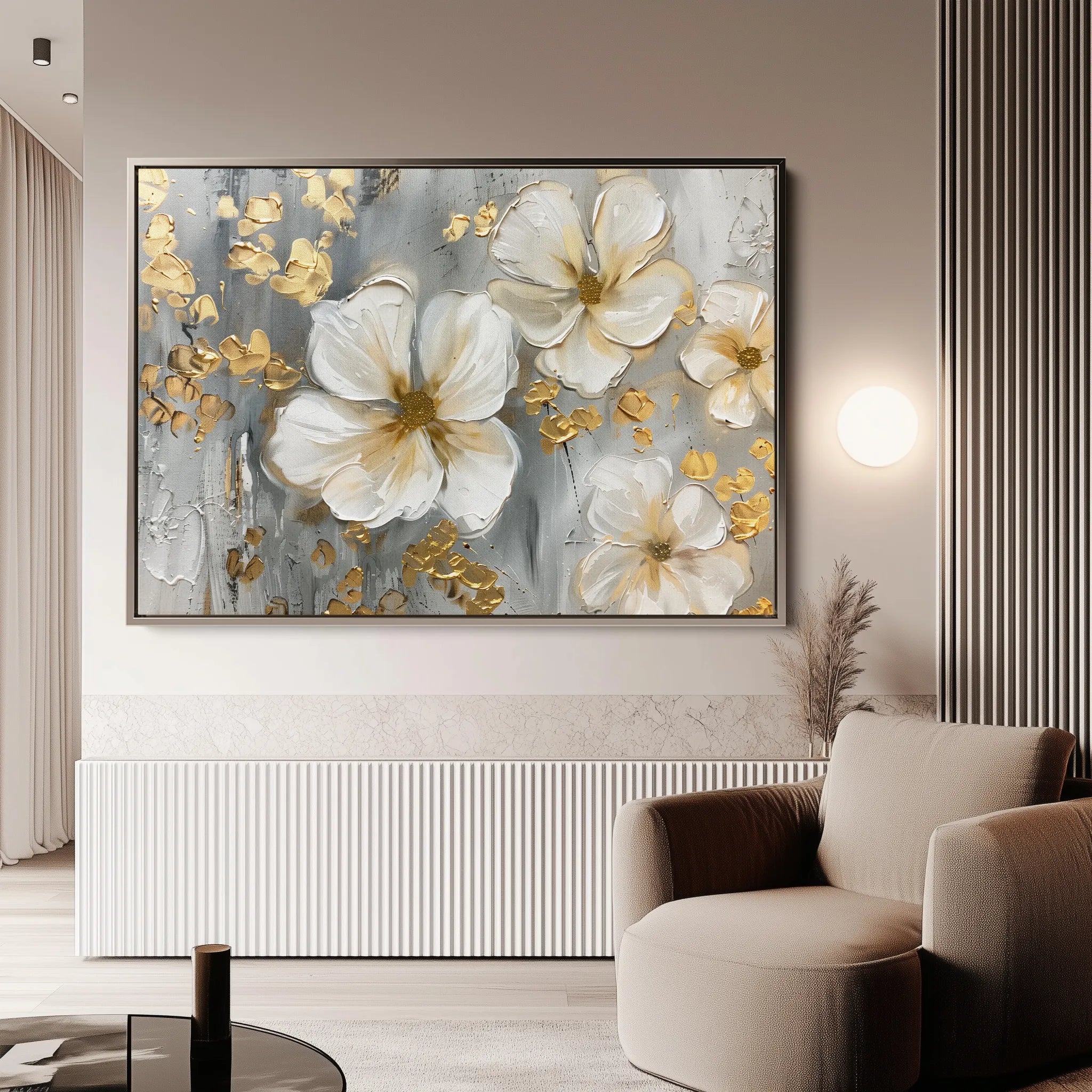 Floral 556 Canvas Art 60 x 40 cm / Black