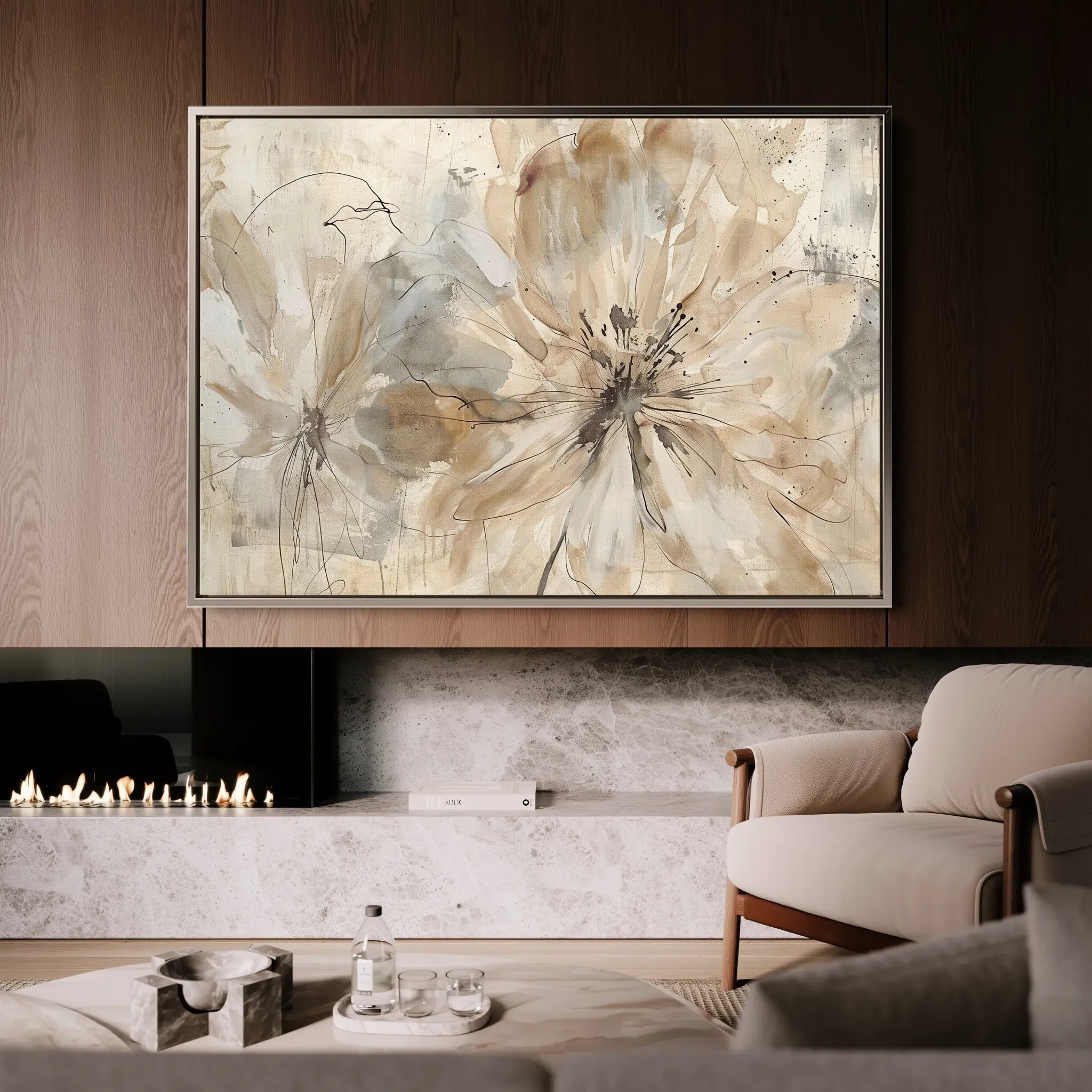 Floral 563 Canvas Art 60 x 40 cm / Black